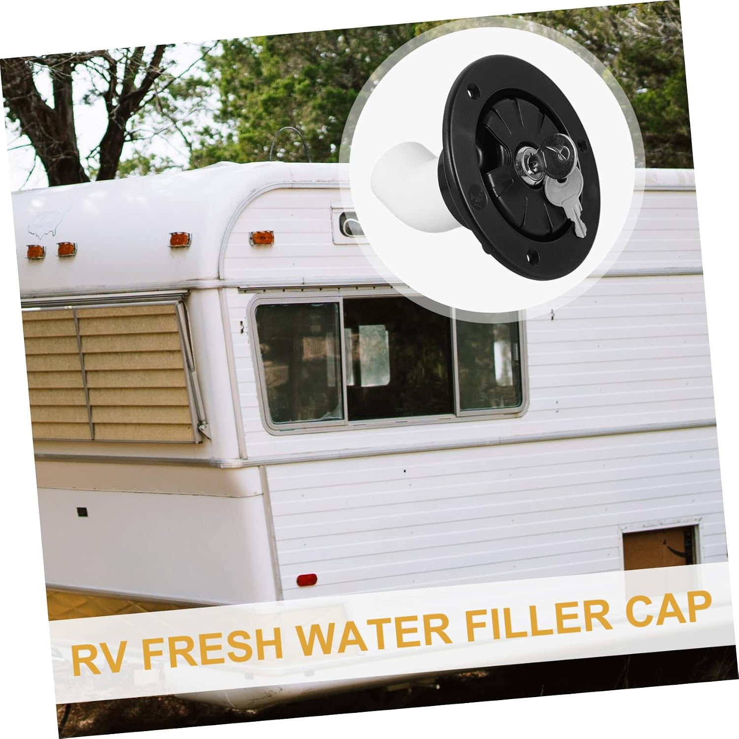 ULTECHNOVO Rv Water Fill Cap with Lock Round Freshwater Inlet Connection for Camper Water Tanks Secure Gravity Feed Design Modern Black Color for Rv Upgrades