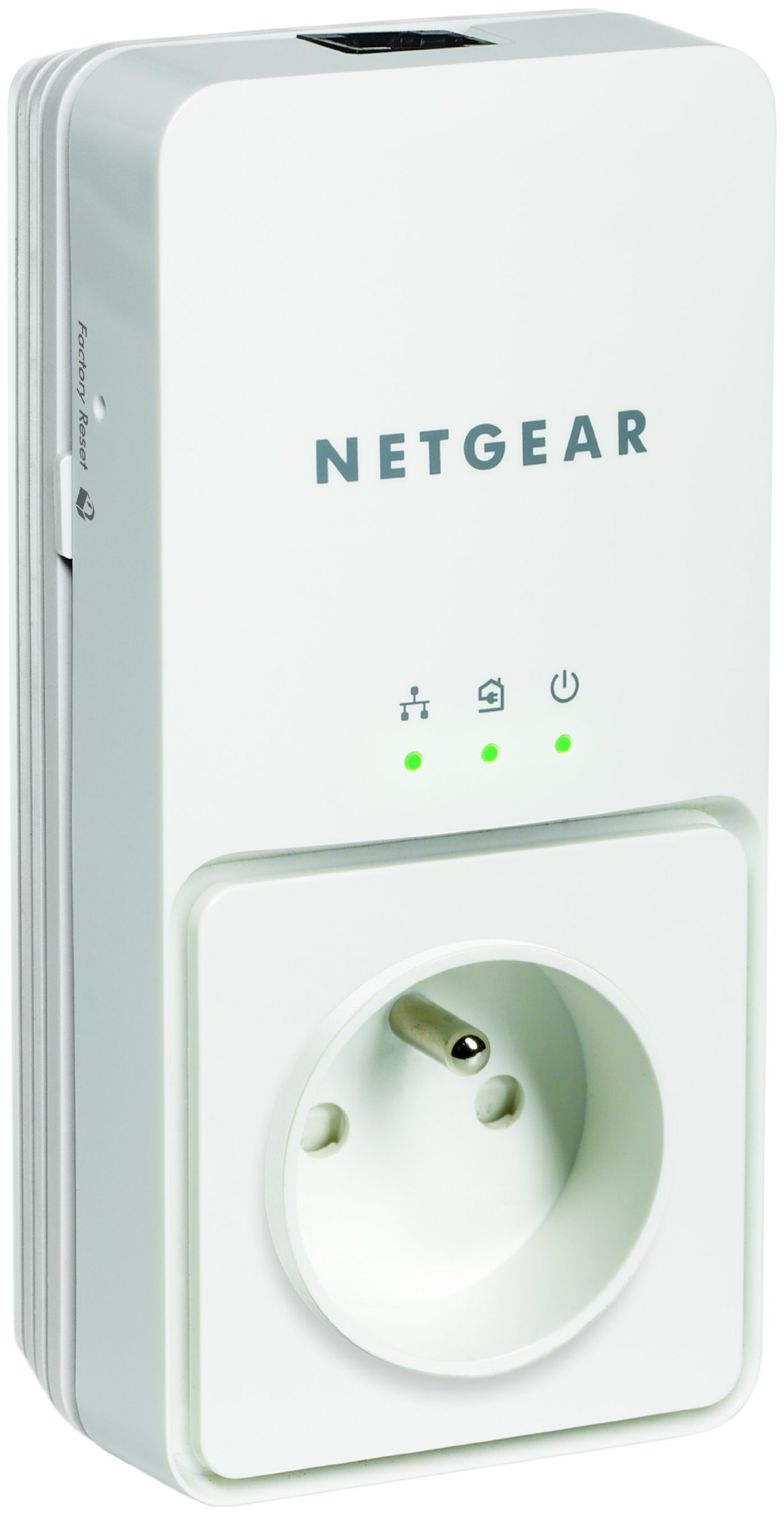 Netgear XAVB1501-100FRS Pack de 2 Adaptateurs CPL Ethernet Powerline 200 Mbit/s avec Prise Femelle Integrée Homeplug AV