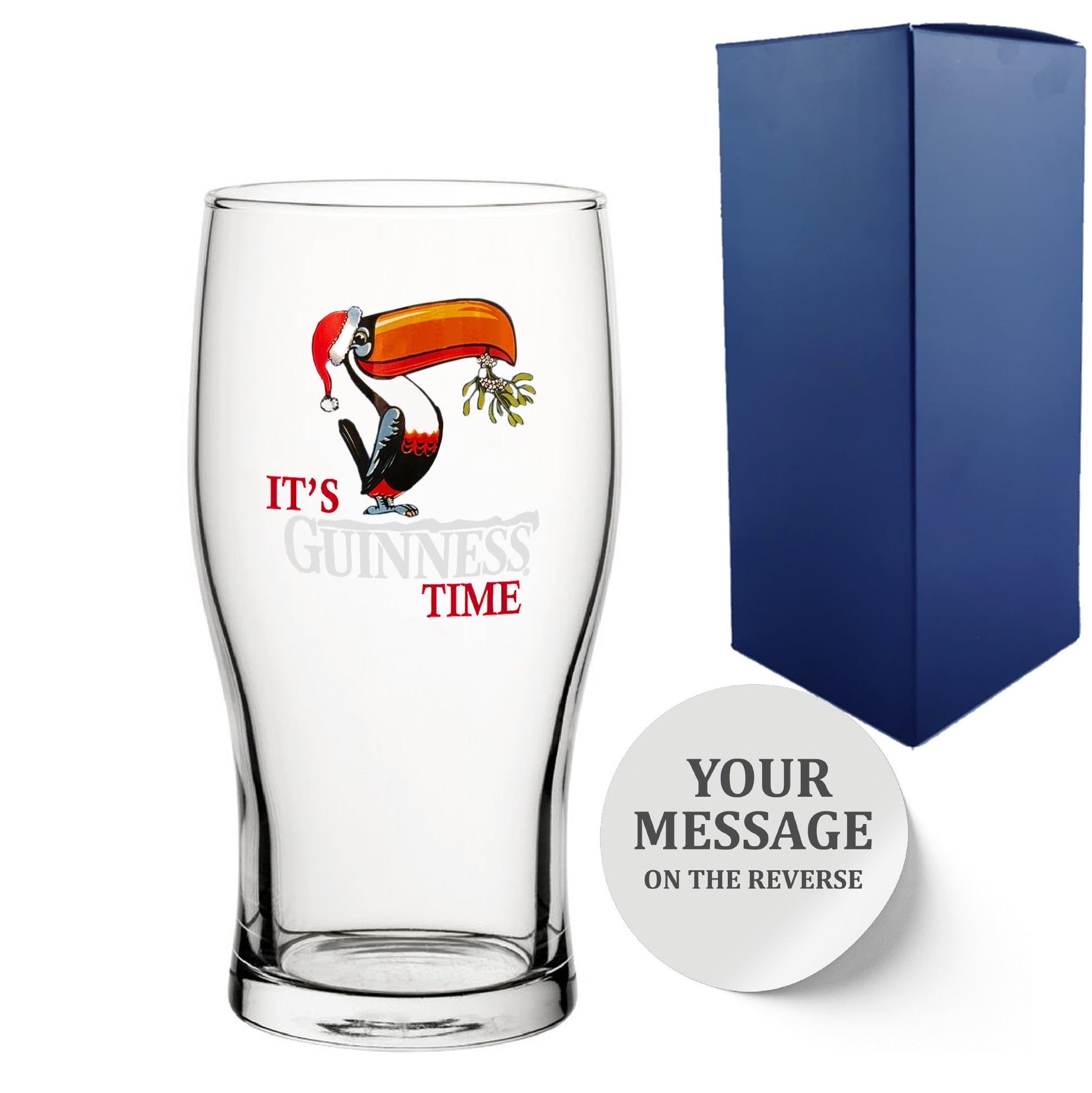 Personalised Engraved Guinness Pint Glass with Box | Custom Guinness Glasses, 18th 21st 30th 40th 50th Birthday Gifts for Him, Gift for Men, Best Man Groomsmen Gifts Christmas Toucan
