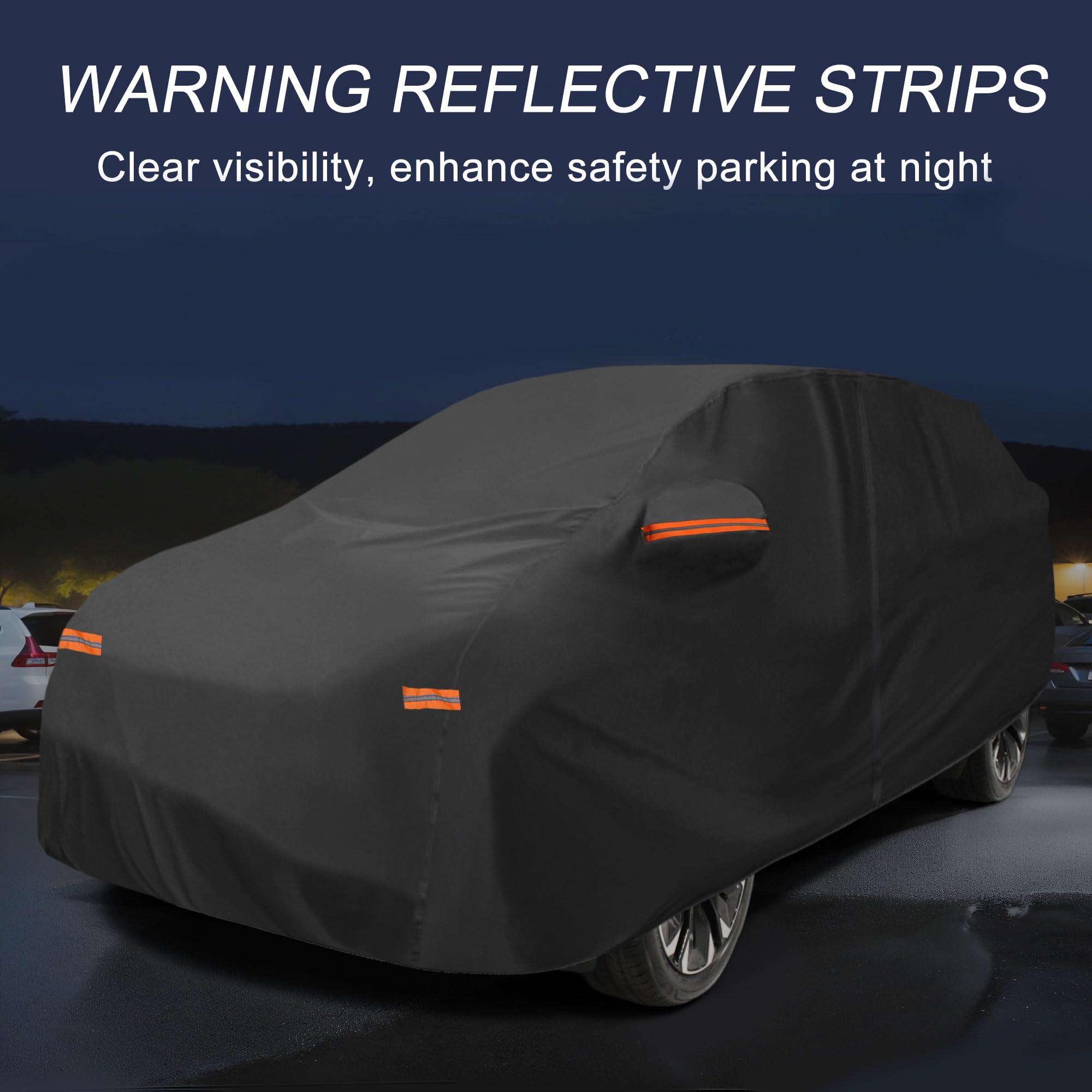 X AUTOHAUX Car Cover Outdoor Waterproof Sun Rain Snow Hail Protection with Left Side Door Zipper Aluminum Film — view 5