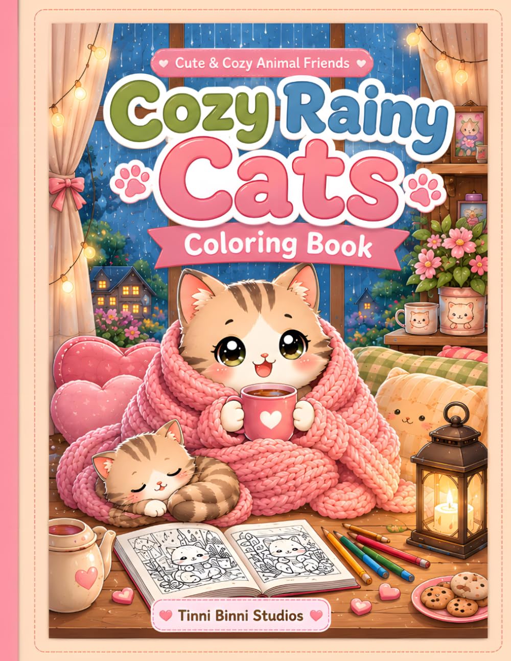 Cozy Rainy Cats Coloring Book: Bold & Easy Cozy Coloring Pages (Cute & Cozy Animal Friends)