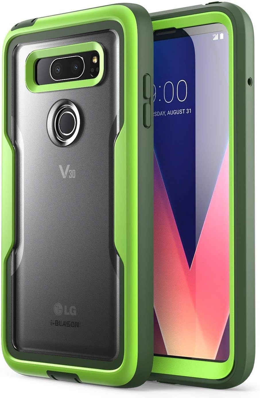 i-Blason Magma Series Case Designed for LG V30/V30 Plus/V30S (2017)/V35/V35 ThinQ 2017 Release, Heavy Duty Protection Shock Reduction Full Body Bumper Case with Built-in Screen Protector (Black)