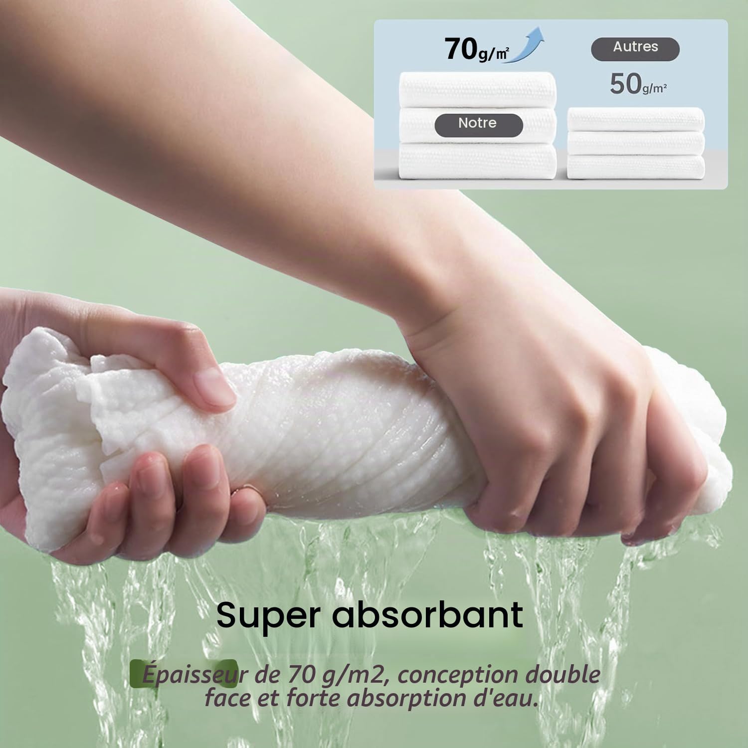 50pcs Serviettes Jetables 40 x 80cm, 70 g/㎡ Serviette de Toilette Jetable, Serviette Épaissie Jetable en Tissu Non Tissé pour Salon de Beauté, Pédicure, Cuisine, Sauna, Massage, Bureau