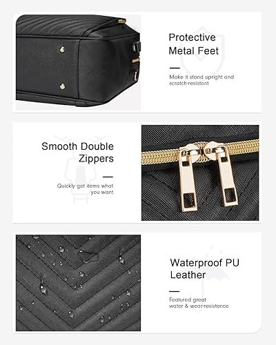 Miniatura 5 de Taygeer Bolsa para laptop de 17 pulgadas para mujer, mochila acolchada grande convertible con puerto USB, bolsas de trabajo de cuero impermeables,