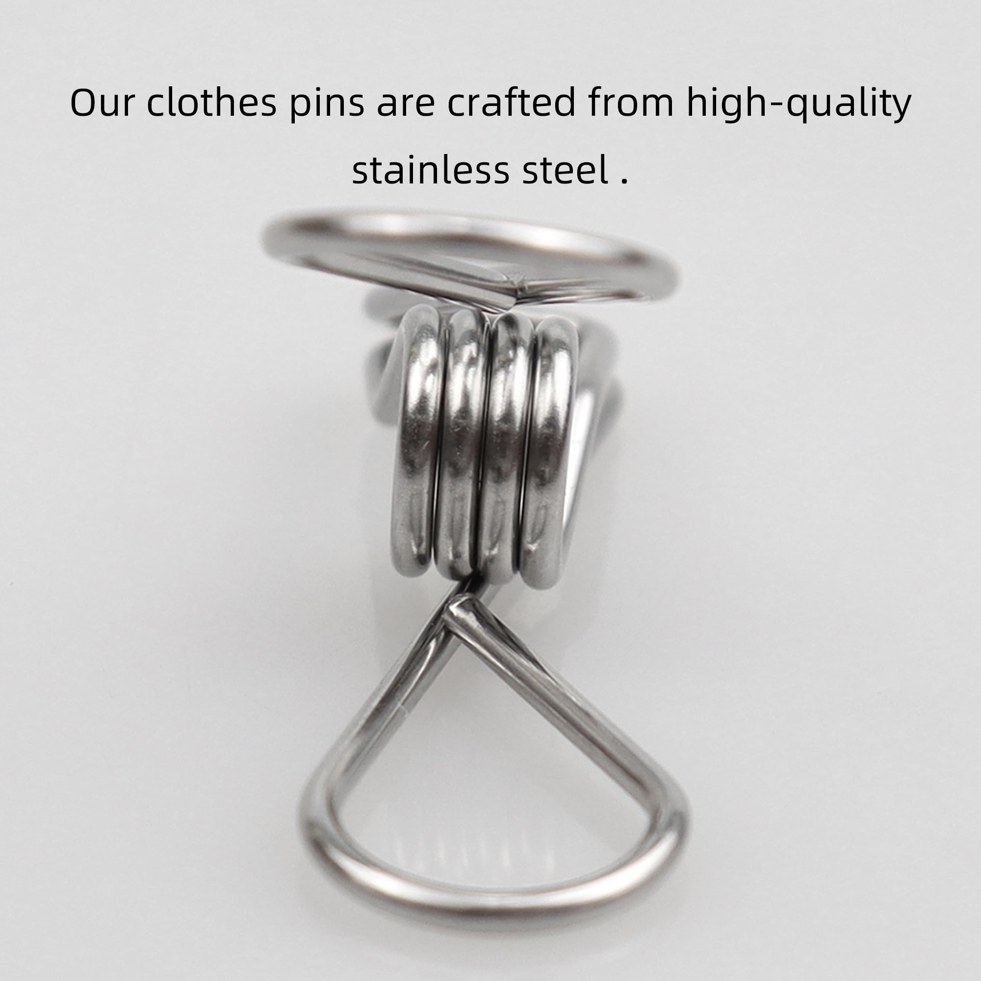 30 mollette da bucato in acciaio inox, ad alta elasticità, multiuso, in filo metallico, 4,3 cm, per sacchetti di snack, pacchetti di cibo, ufficio, casa, foto all'aperto