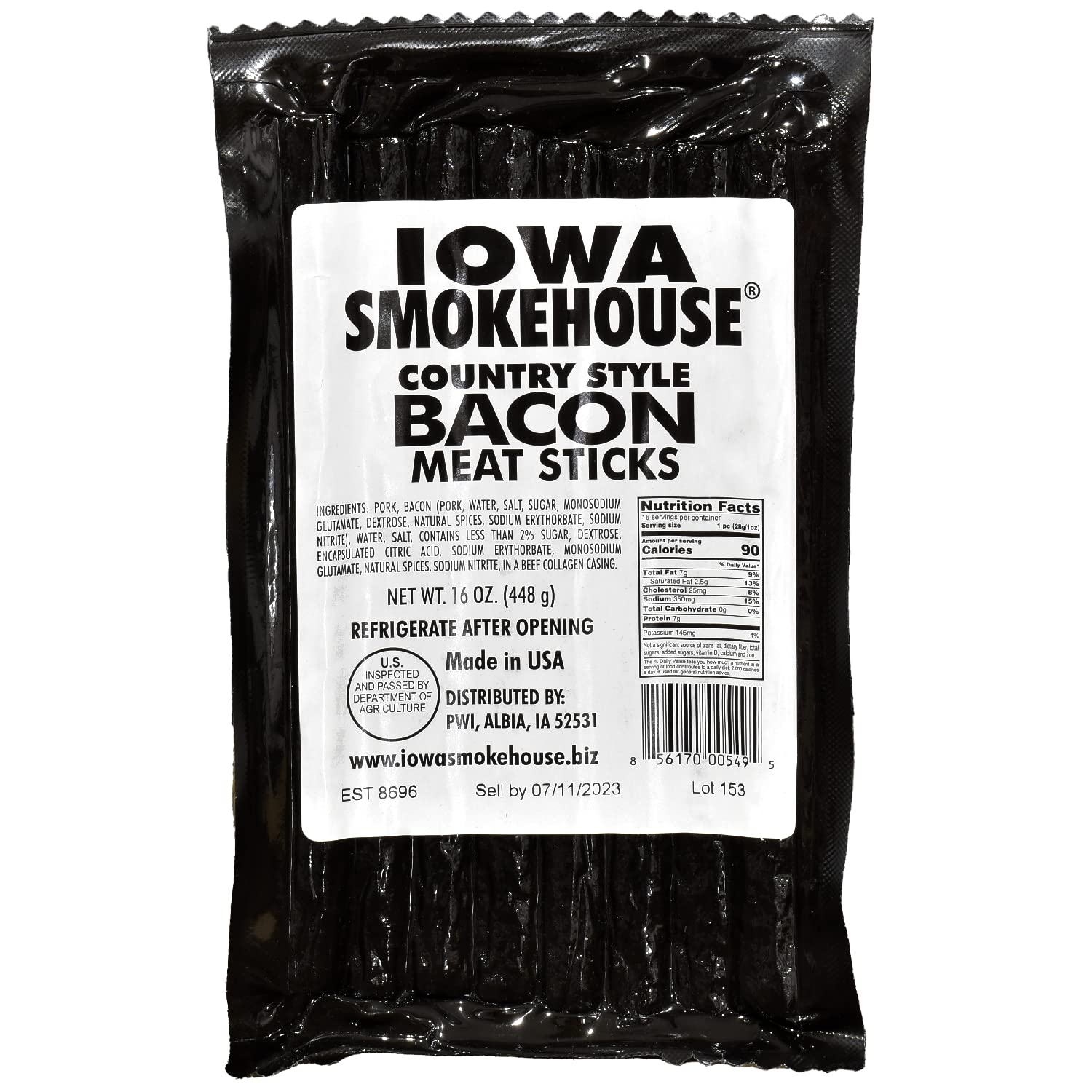 IOWA SMOKEHOUSE Country Style Meat Sticks, Bacon Delicious Meat Snack Vacuum