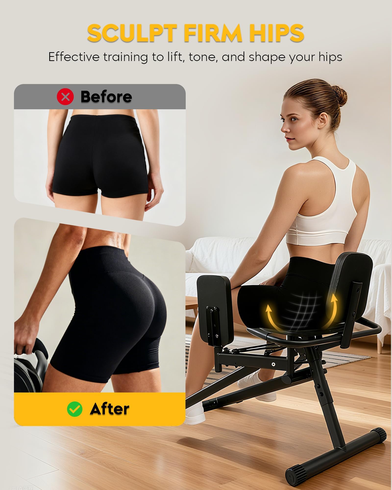 GuuG Po Trainer Oberschenkel Trainingsgerät: Abduktoren Gerät für Zuhause Oberschenkeltrainer Beintrainer Hüfttrainer Bein Hip Hüfte Thigh Muskelaufbau Hip Abduction Glute Machine Schwarz