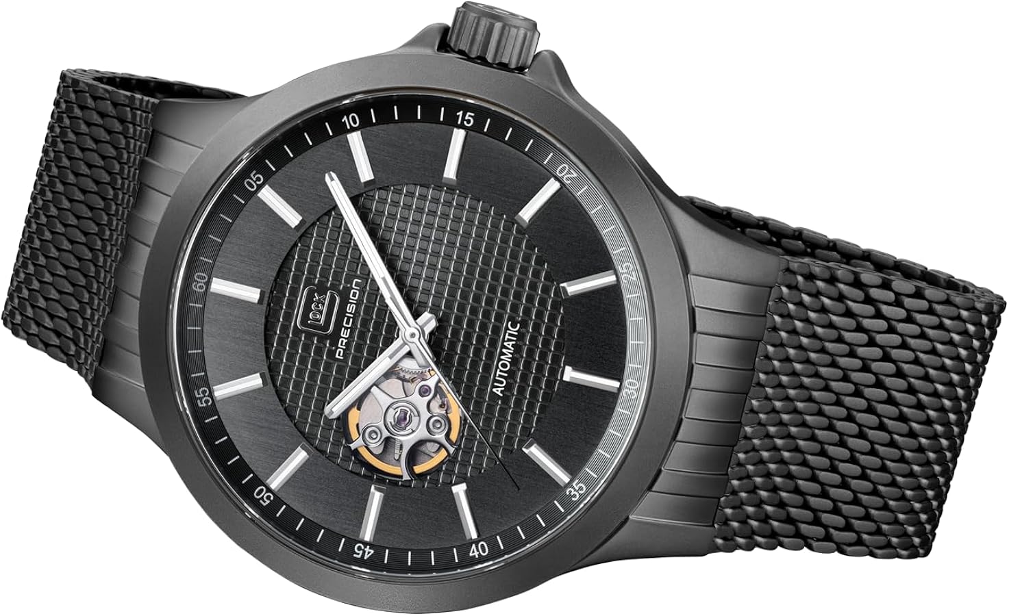 Glock Men's 44mm Automatic Watch with Black Steel Case, Black Dial Glock Men's 44mm Automatic Watch with Black Steel Case, Black Dial