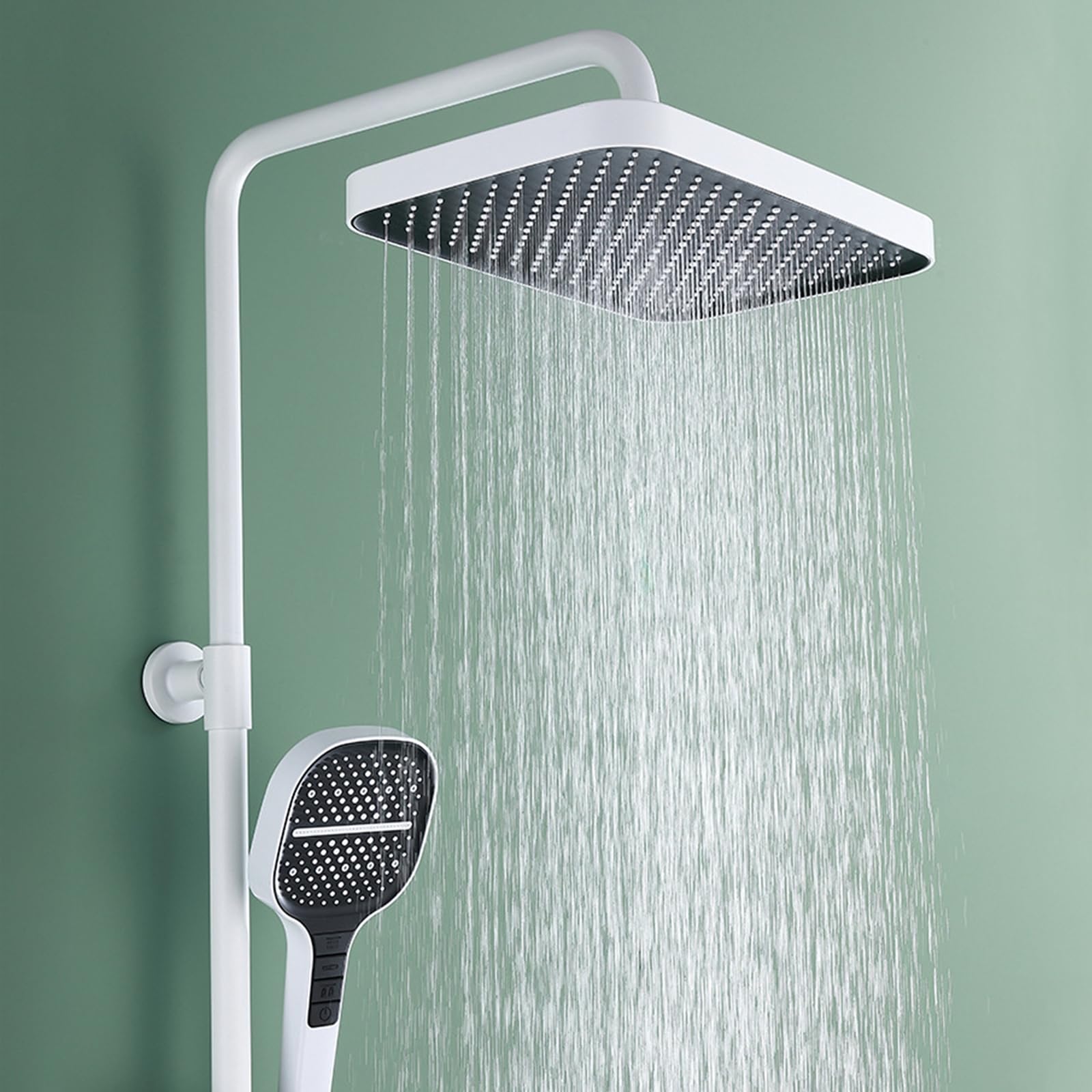 Set di rubinetti per Sistema Doccia con Display Digitale, luci ambientali, soffione a Pioggia, doccetta a 3 modalità, spruzzatore per Bidet a 2 funzioni, beccuccio per Vasca a casc