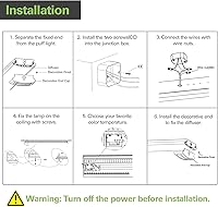 Vista 7 de Paquete de 4 luces LED de 4 pies y 3 CCT de montaje empotrado de 50 W, 5000 lm, 3000 K/4000 K/5000 K seleccionables, luces de techo de cocina de 4