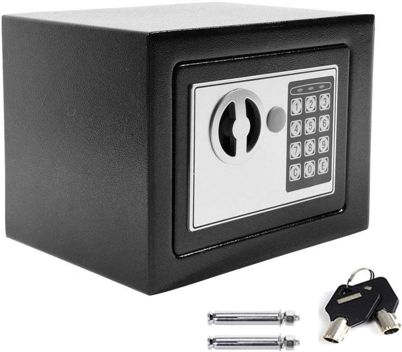 4.6L Digital Steel Safety Box Safe Electronic Security Coffer Safety Deposit Box Waterproof Fire Resistant 2 Manual Override Keys-Protect Money with Keypad Home Office Cash Money Passports Black