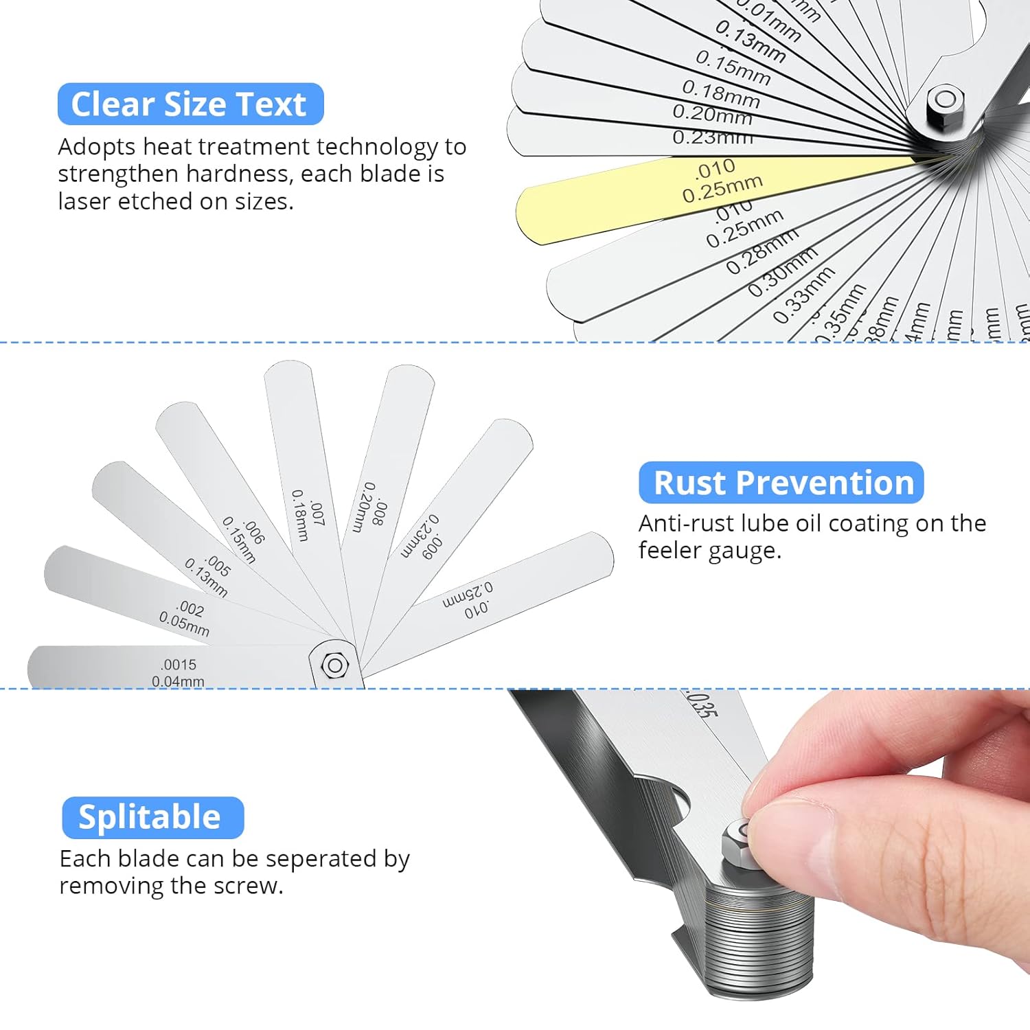 CAMWAY Digital Ultrasonic Thickness Gauge Meter +2Pcs Feeler Gauge Set