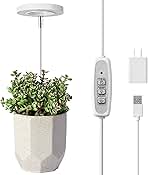 LORDEM Grow Light, Full Spectrum LED Plant Light for Indoor Plants, Height Adjustable Growing Lamp with Auto On/Off Timer 4/8/12H, 4 Dimmable Brightness, Ideal for Small Plants