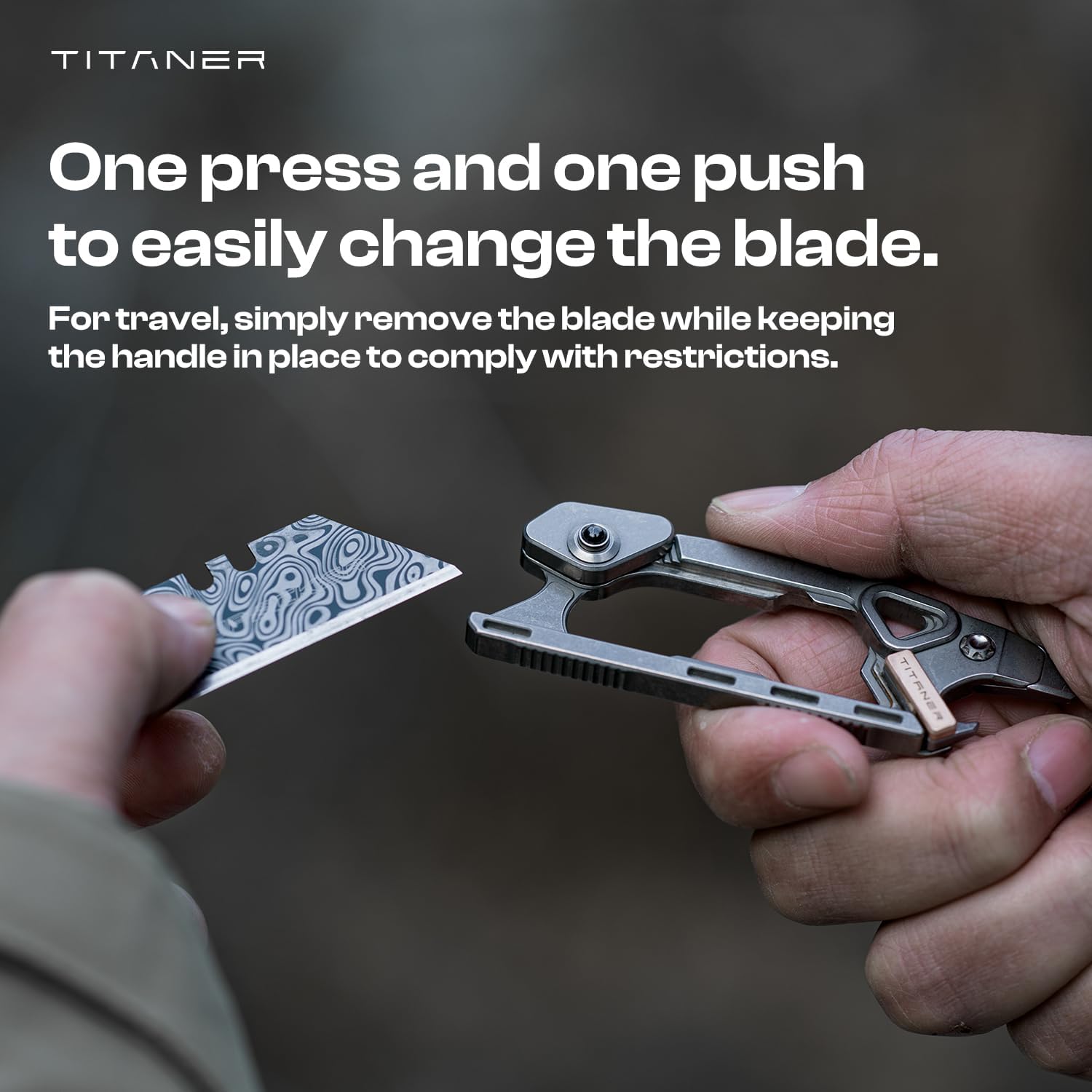 Titanium Safety Portable Multi-Knife - Safety Lock Mechanism, Bottle Opener, Pry Bar & Nail Puller for Everyday Carry, Outdoor Adventures & Home Use