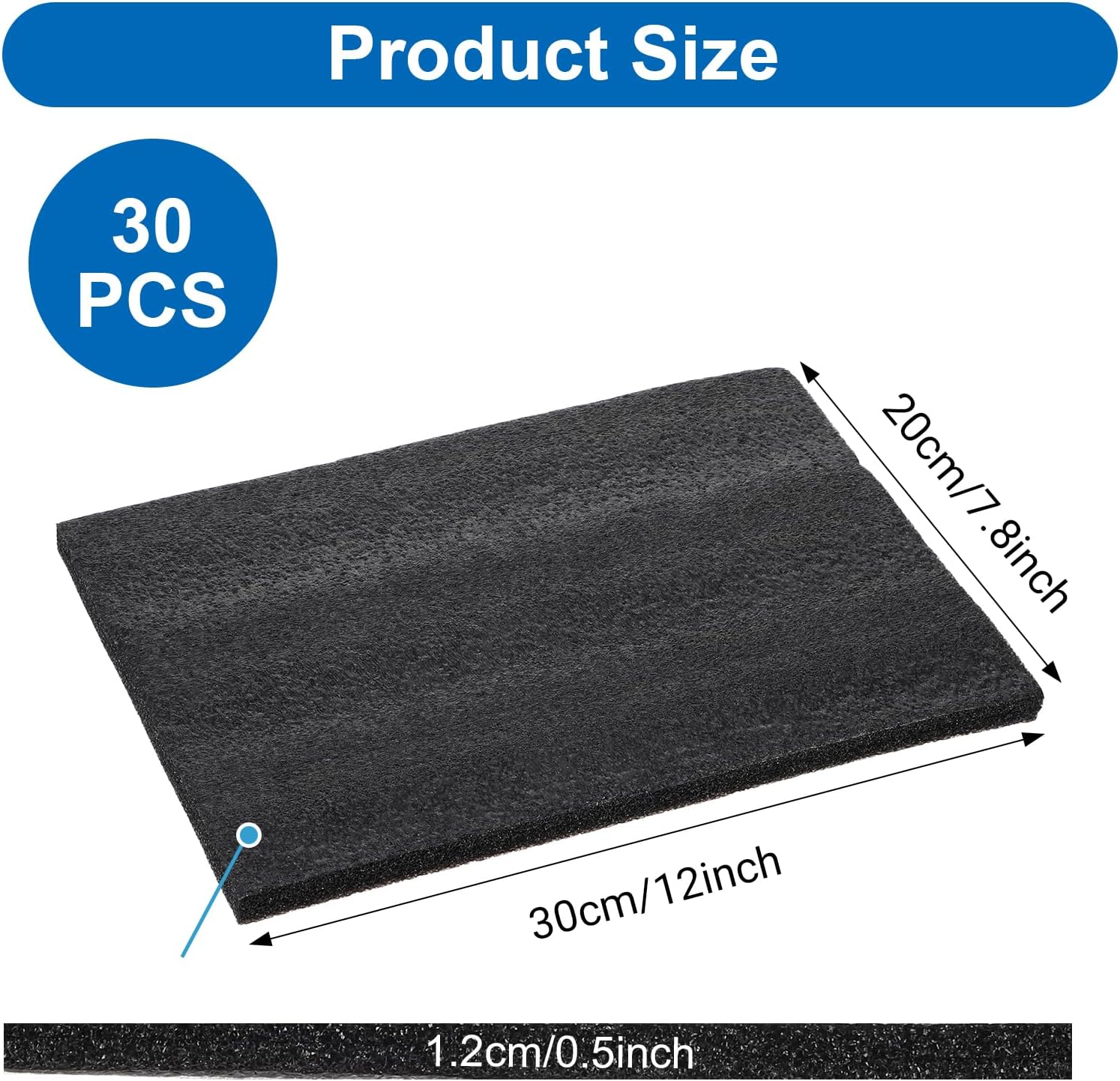 30 Pcs 12" x 8" x 0.5" Polyethylene Foam Sheets - 1/2 Inch Thick Firm Black PE Foam Padding for Shipping, Packing Cases, Crafts, and Moving Inserts