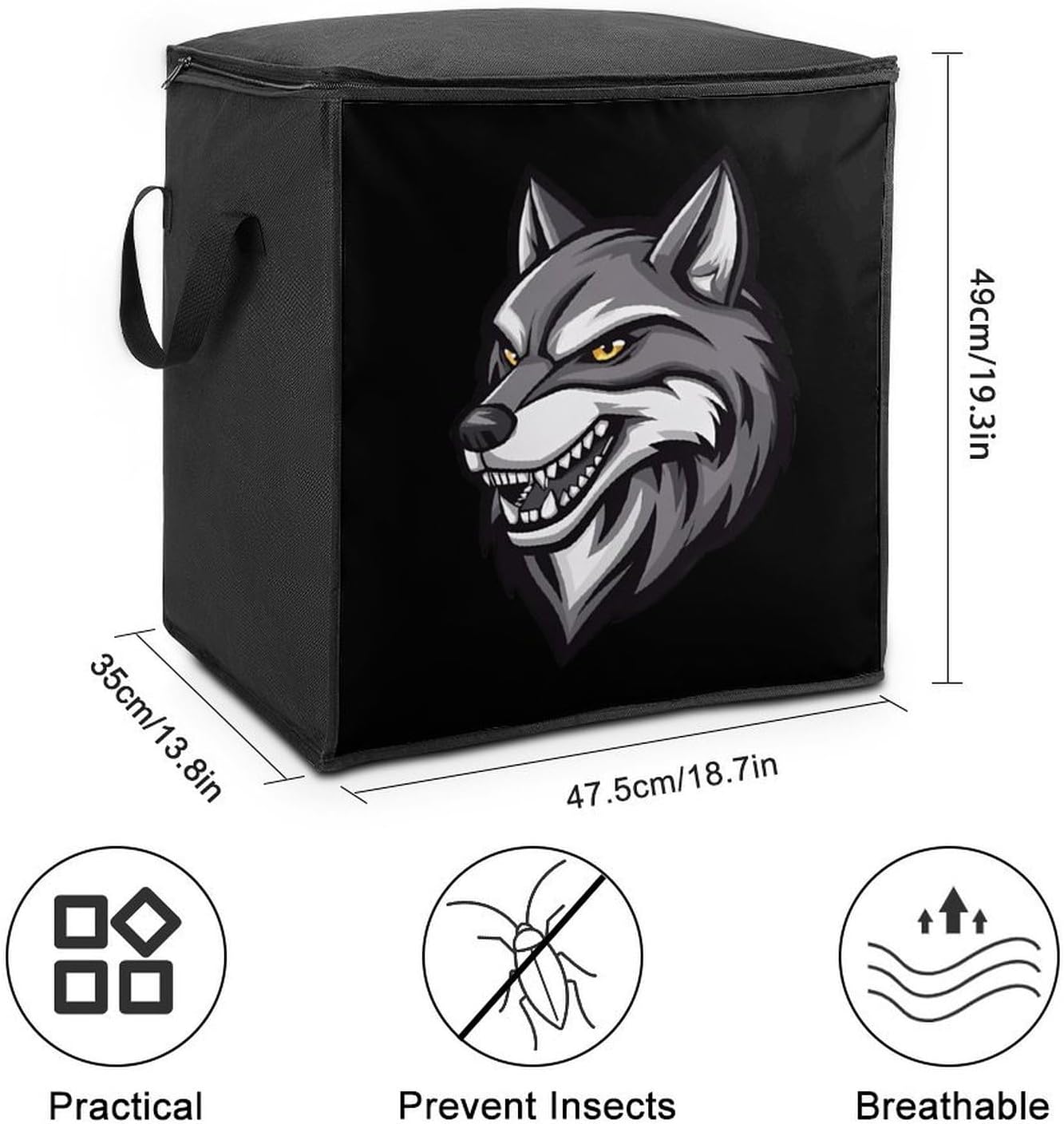 Wolf Wild Animal Large Comforter Blanket Storage Bags Bins 70L Closet Organizer with Handles