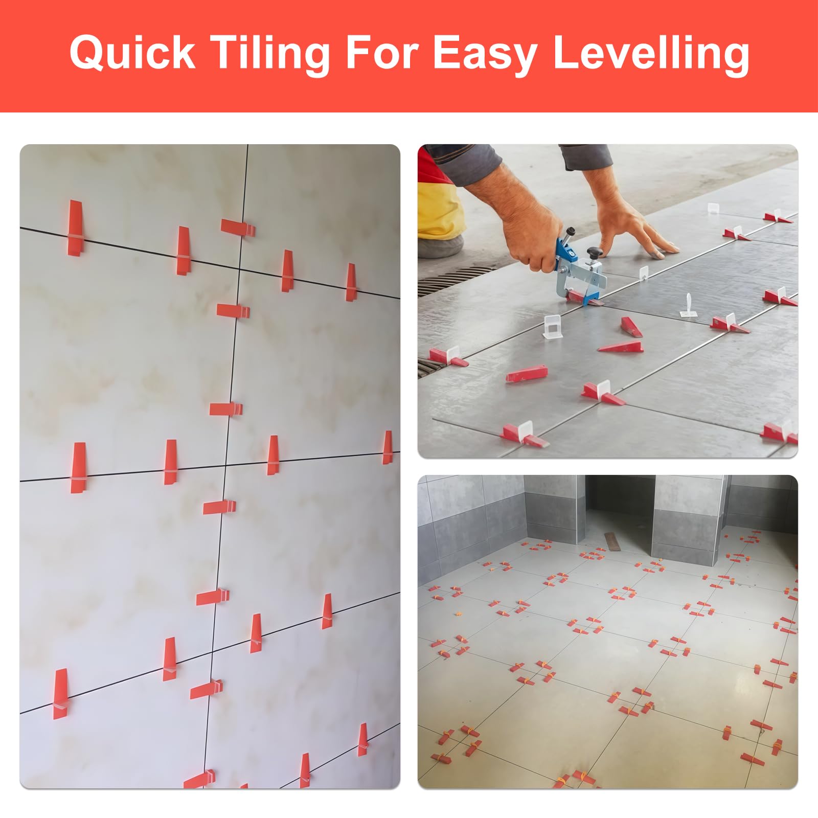 100 Pezzi Distanziatori Cunei Per Piastrelle, 71X16X20Mm Cunei Riutilizzabili Per Distanziatori Livello Pavimenti, Livellatori Per Piastrelle Per Cucina Terrazzo Soggiorno Ingresso Pavimento (Rosso)