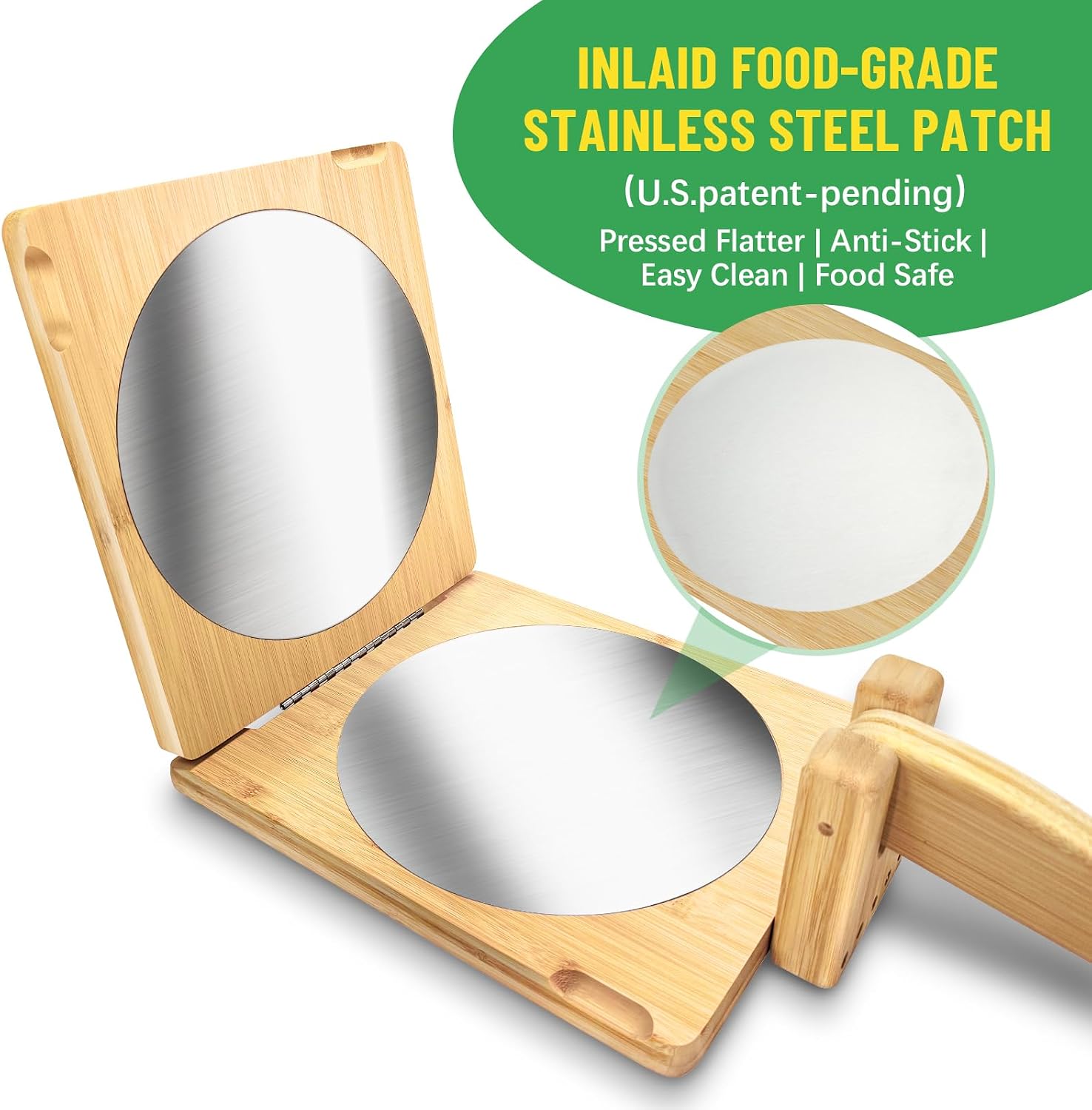 Wooden Tortilla Press Bamboo, 10 inch Roti Maker and Tortilladora
