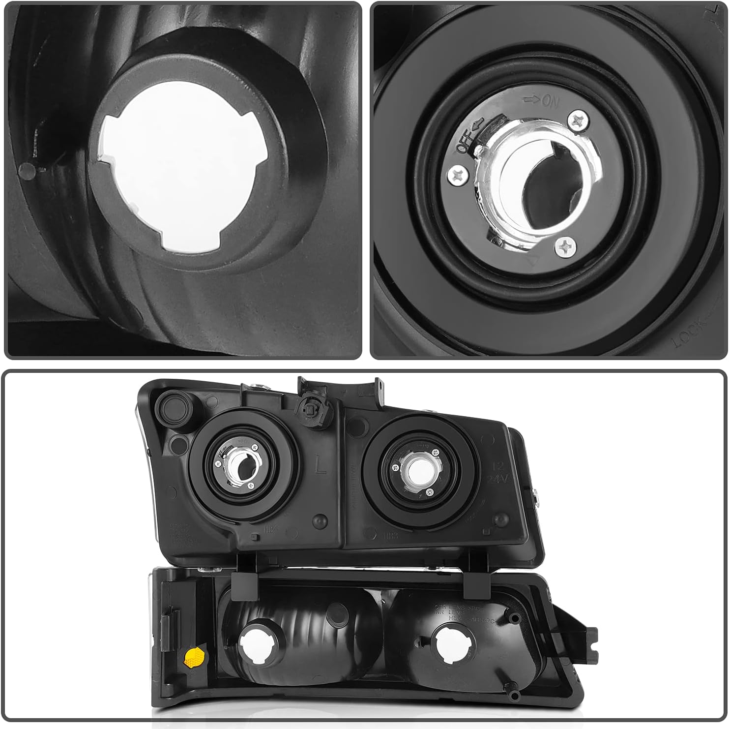 Headlight Assembly Black Housing Fit For Chevy Avalanche 1500 2500 2003-2006,For Chevy Silverado 1500 2003 2005-2006 For Chevy Silverado 2500 2003-2006,Pair of HeadLamp Assembly