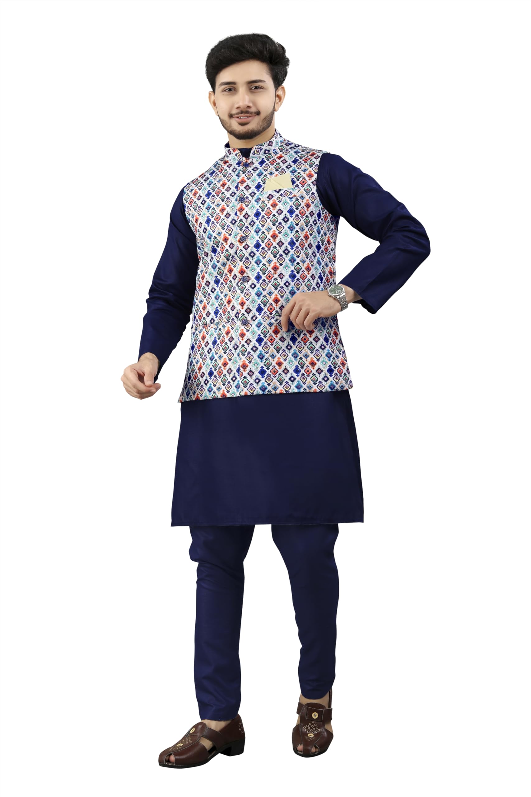trustous Traditional Men's Kurta Koti Set (3 PCS SET)-picture-38