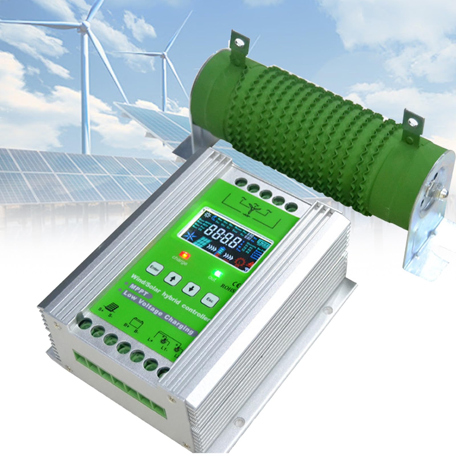 1-częściowy hybrydowy regulator ładowania z podwójnym wejściem – system solarno-wiatrowy o mocy 15000 W, automatyczne wykrywanie napięcia do zastosowań poza siecią