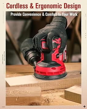 AVID POWER 20V Cordless Random Orbital Sander Tool 5, 6 Variable Speeds