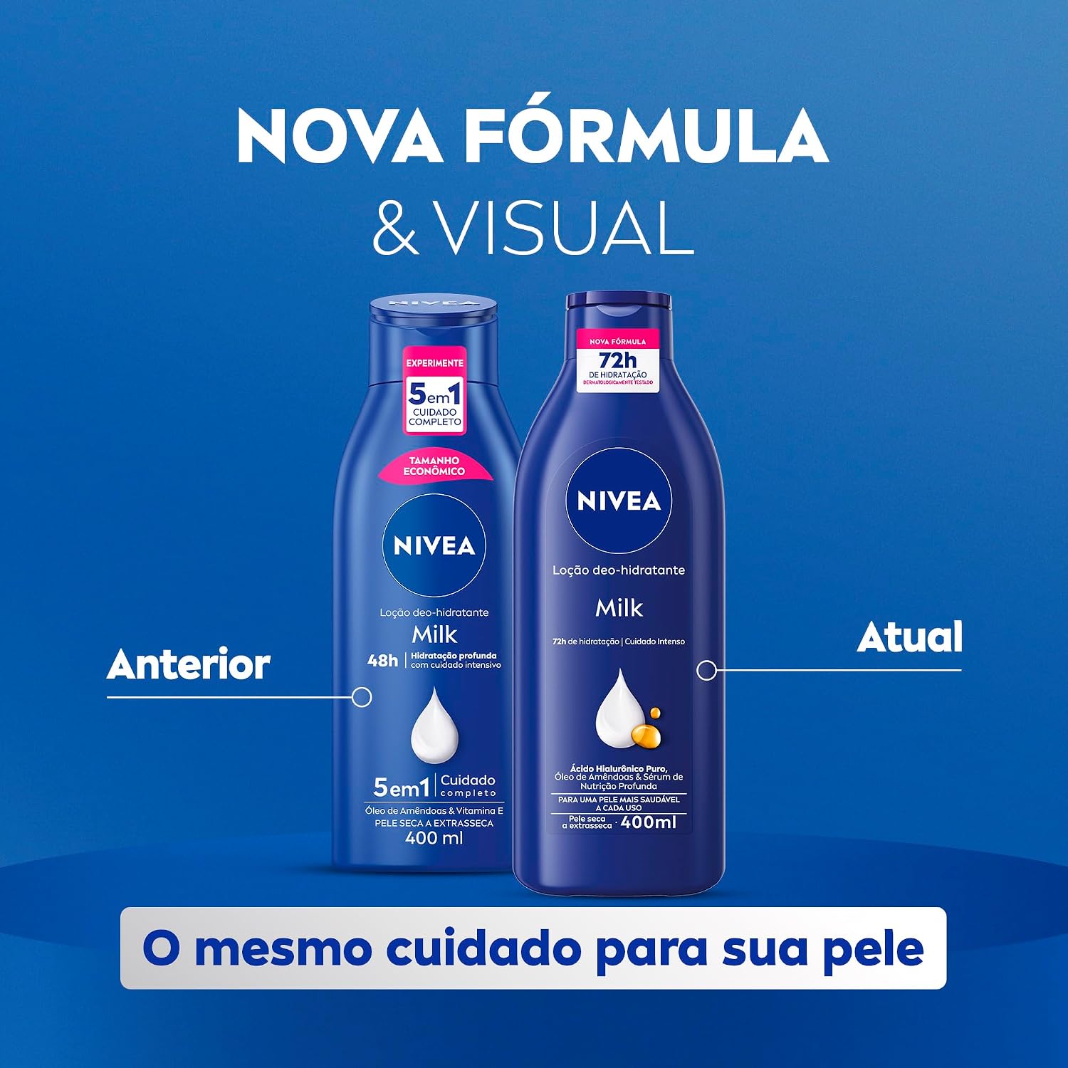 NIVEA Loção Deo-Hidratante Milk 400ml - Hidratação e nutrição profunda por 72h para uma pele macia e suave NIVEA Loção Deo-Hidratante Milk 400ml - Hidratação e nutrição profunda por 72h para uma pele macia e suave