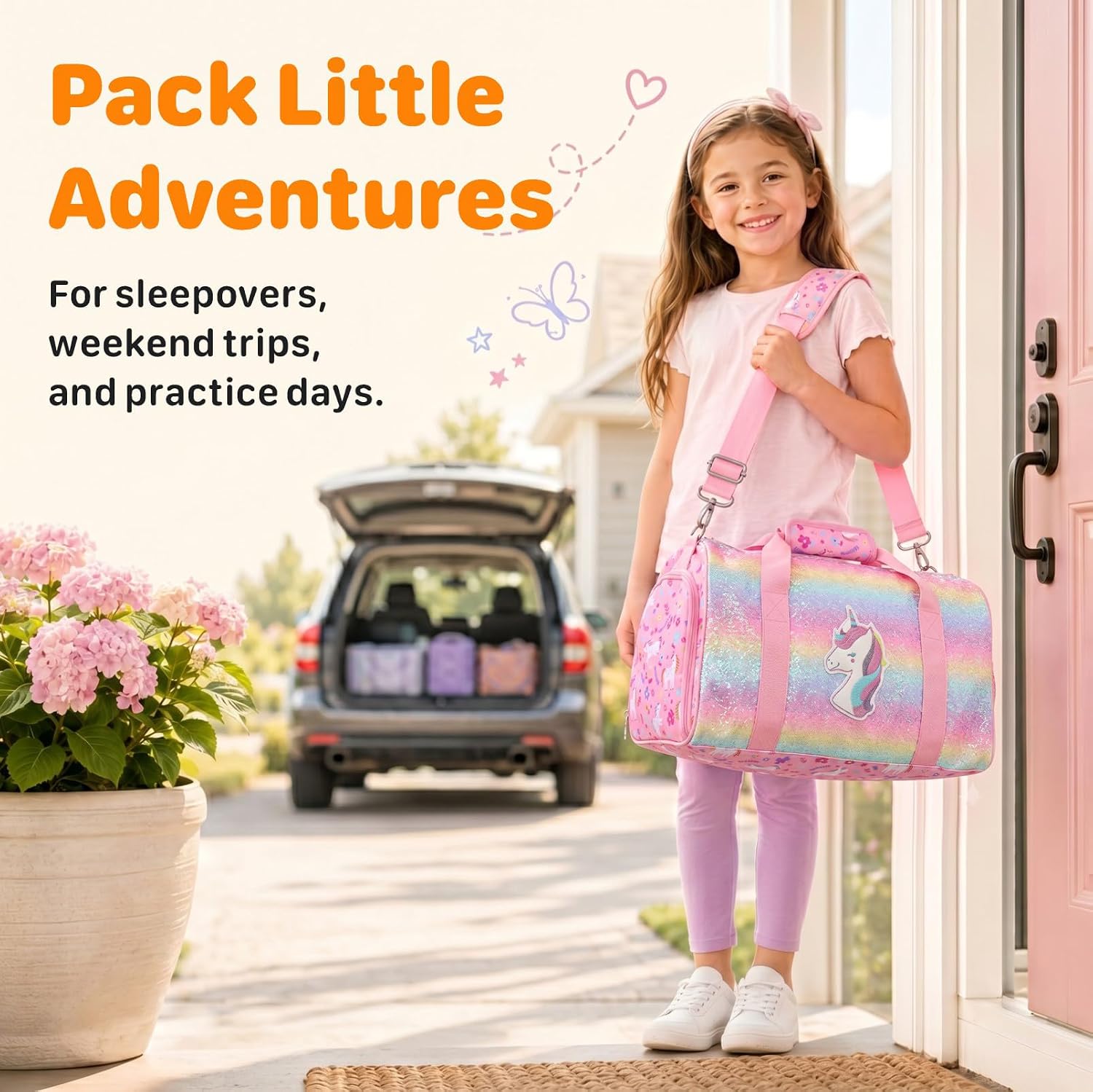 Kids Travel Duffle Bag - Weekender Bag for Girls 3-8 Year Olds image 2