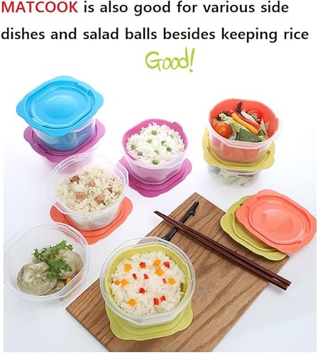 Miniatura 6 de MATCOOK - Juego de 8 recipientes de arroz para alimentos y alimentos con doble vapor sin bisfenol A (15.6 onzas), ideal para regalo