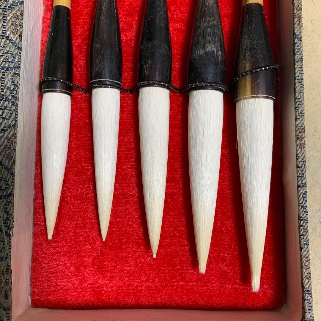 古筆 唐筆 毛筆 羊毛 中国 アンティーク 上海工藝 頂峰 竹 文房四宝