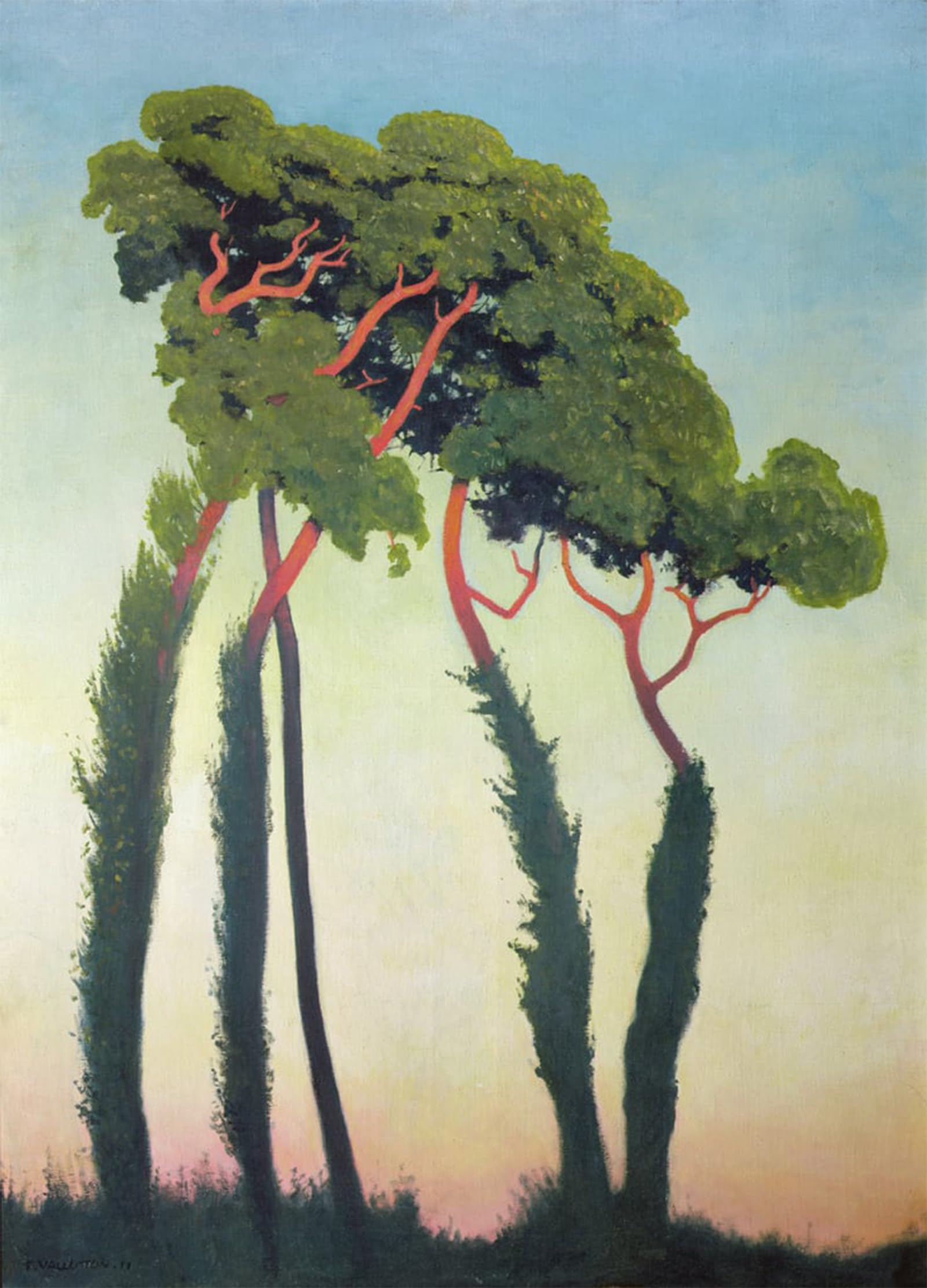POSTERIIk Vintage Classic Picture Landscape Artwork Landscape with Trees by Felix Edouard Vallotton Portrait Canvas Painting for Office Home Decor 60x90cm