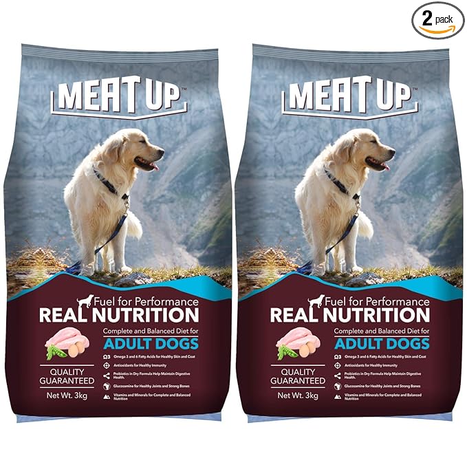 Meat Up Adult Dog Food, 3 kg (Buy 1 Get 1 Free)