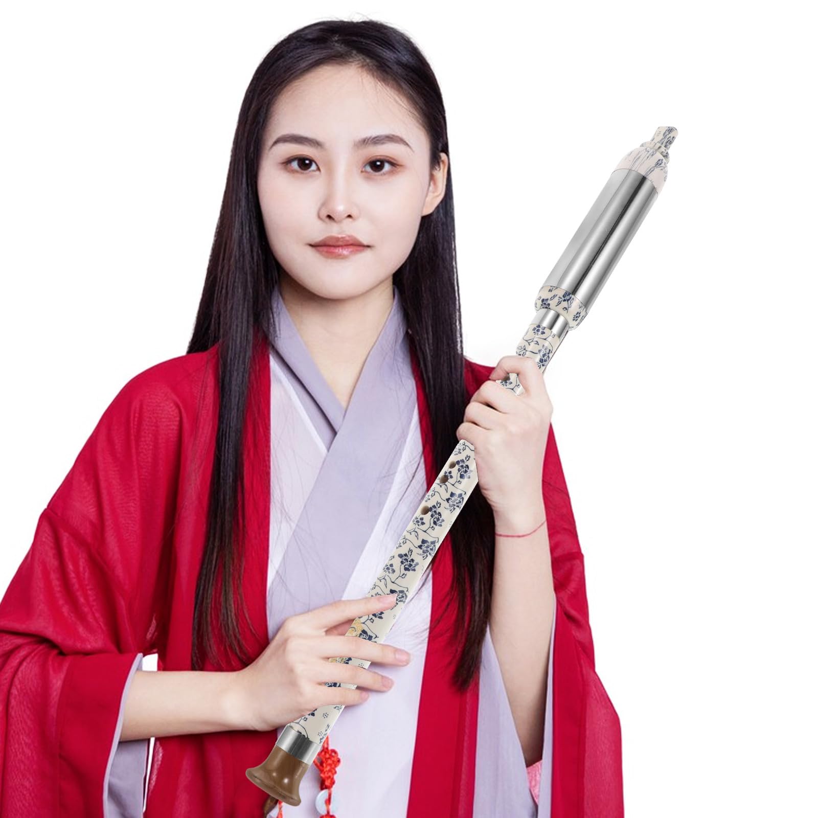 TOYANDONA Flûte Verticale Bawu en Sol Détachable Bleu Blanc Porcelaine, Instrument à Vent Traditionnel Chinois, Accordage G Précis, Portable pour Musique Ethnique et Performances Musicales