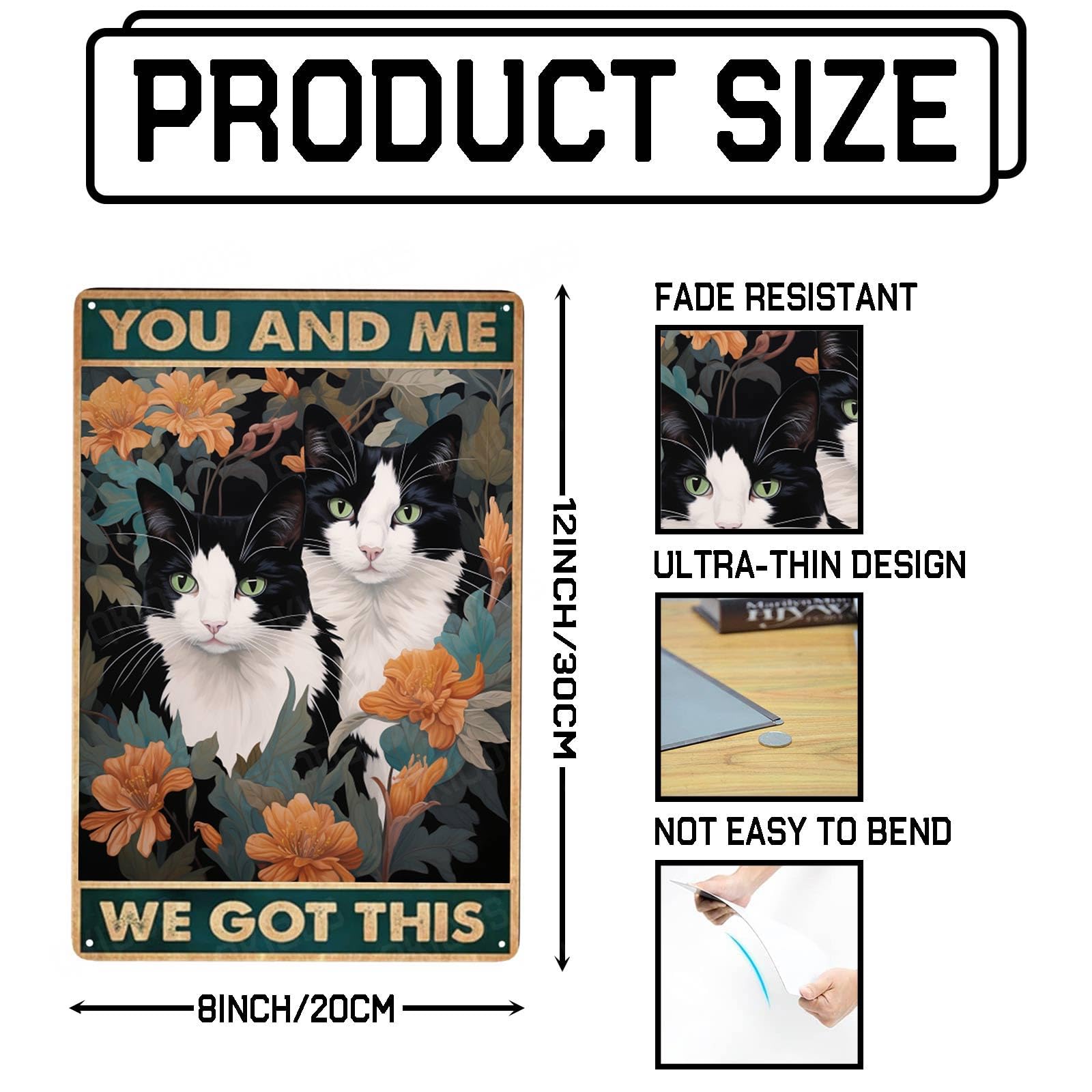 Amazon.co.jp: Cat You And Me We Got This アルミニウムメタルサイン