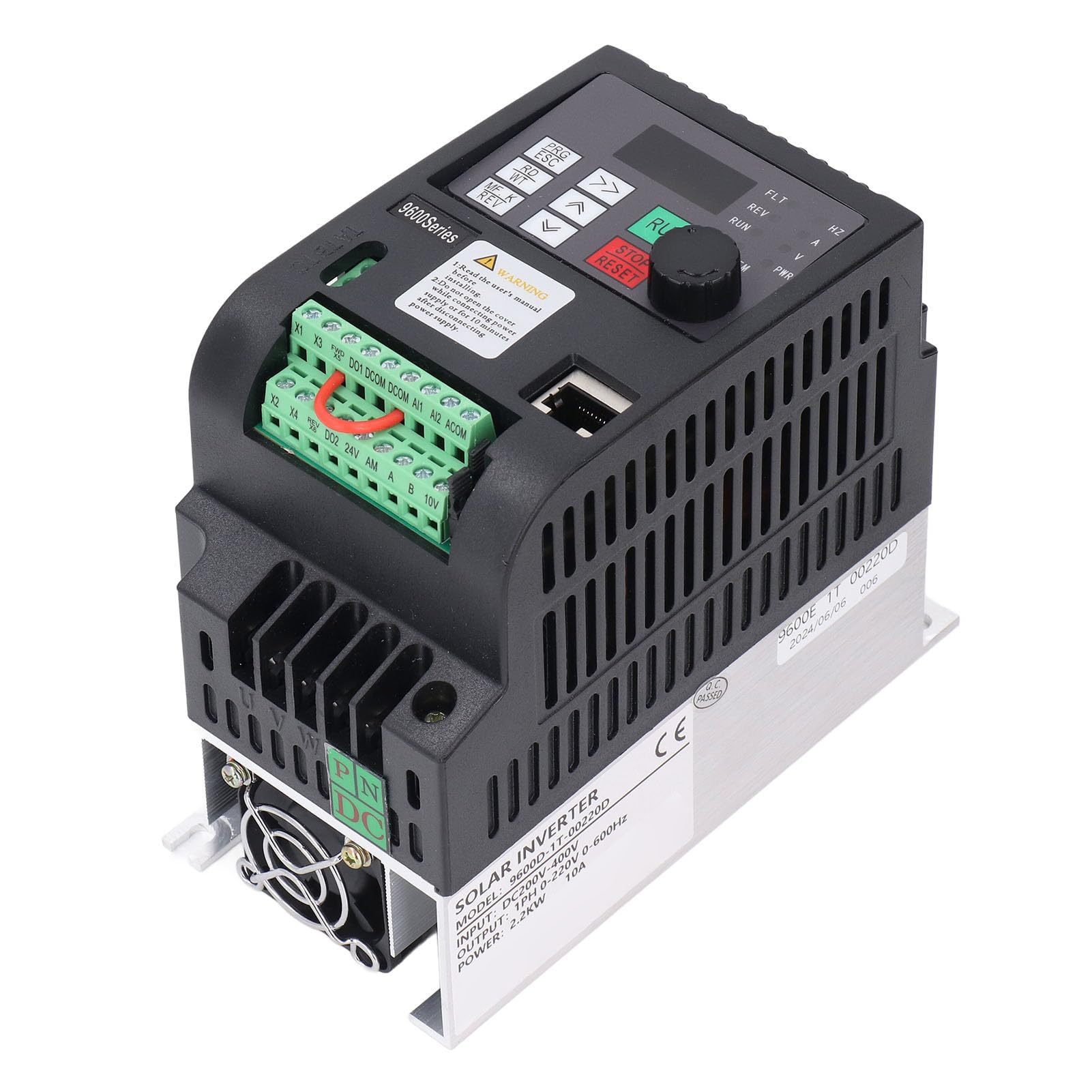Azionamento a Frequenza Variabile, Ingresso DC200 400V 1PH 0 220VAC Uscita 2.2KW Inverter Solare Monofase Regolatore di velocità Pompa Fotovoltaica con Guscio PC Ignifugo Display Digitale