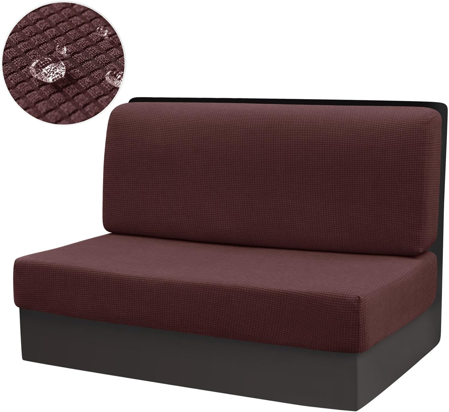 TAISEI Simple RV Dinette Cushions Covers, Stretchable RV Couch Cover with Straps Loveseat Sofa Slipcover RV Camper Couch Cover RV Seat Covers(Beige)