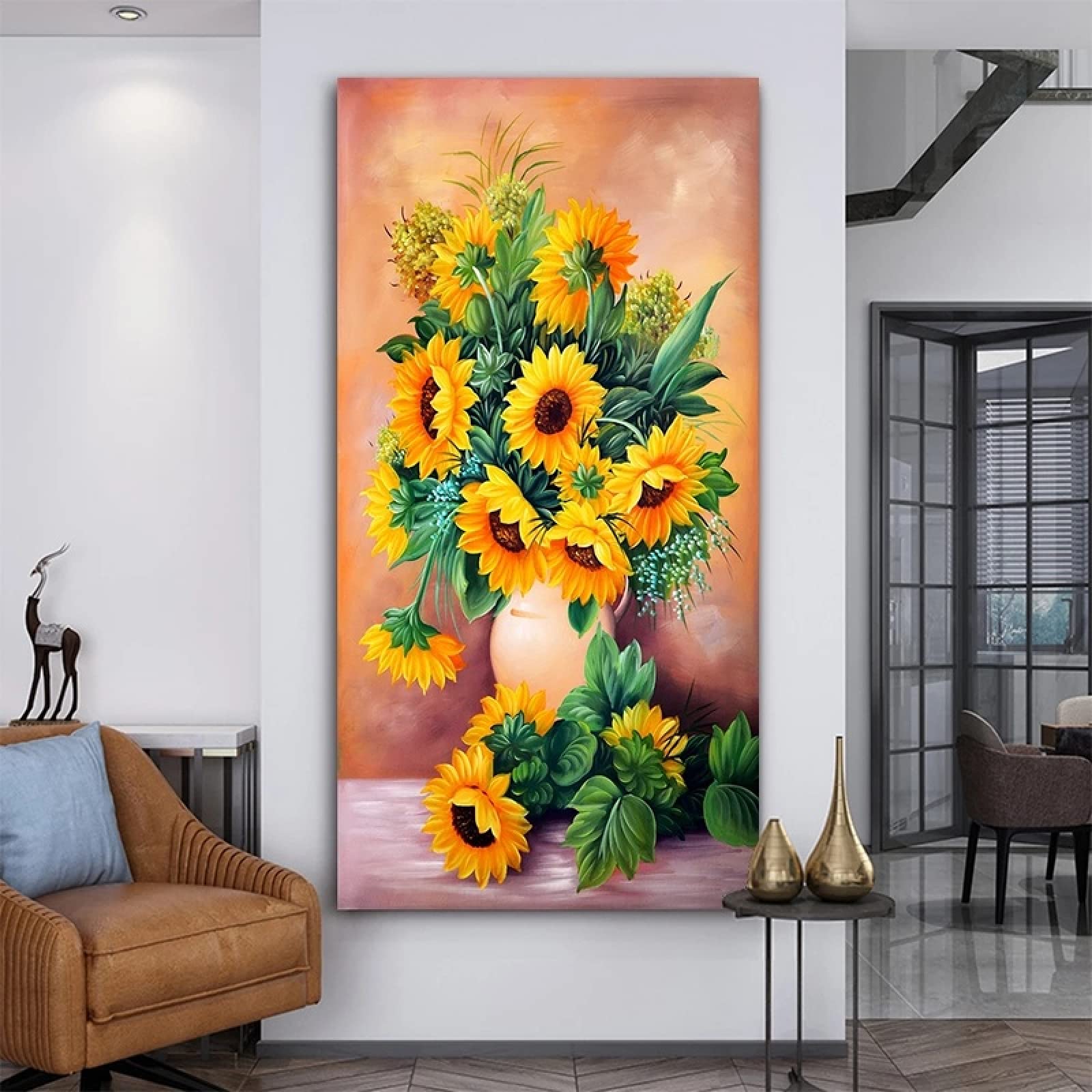 Amazon｜ポスタープリントゴールデンフラワーキャンバスヒマワリ