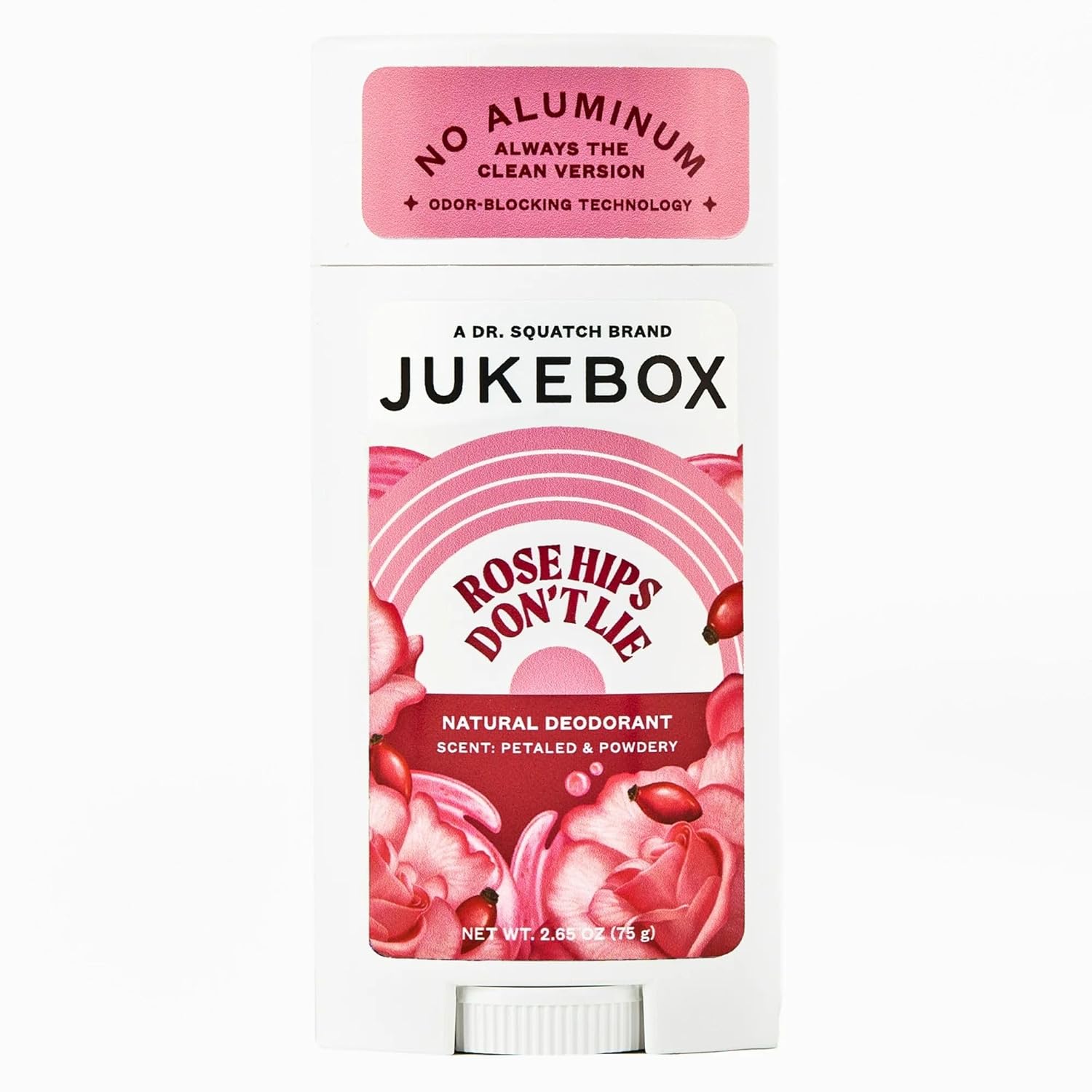 JUKEBOX Natural Deodorant for Women–Rose Hips Don't Lie Scent-Aluminum-Free, No Baking Soda, No Harsh Chemicals, Odor Blocking Technology, Rose, Praline, Lemon Zest-a Dr. Squatch Brand-2.65oz