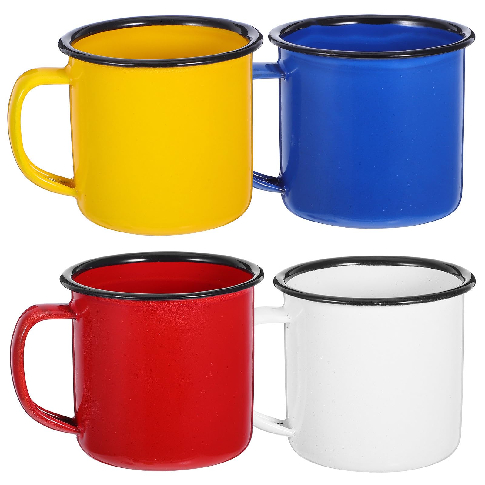 jojofuny Emaille Kaffeebecher 4 Stück im Vintage Stil für Zuhause | Traditionelle Chinesische Wasserbecher, Einfach zu Reinigen, Robuste Struktur und Angenehmes Griffgefühl
