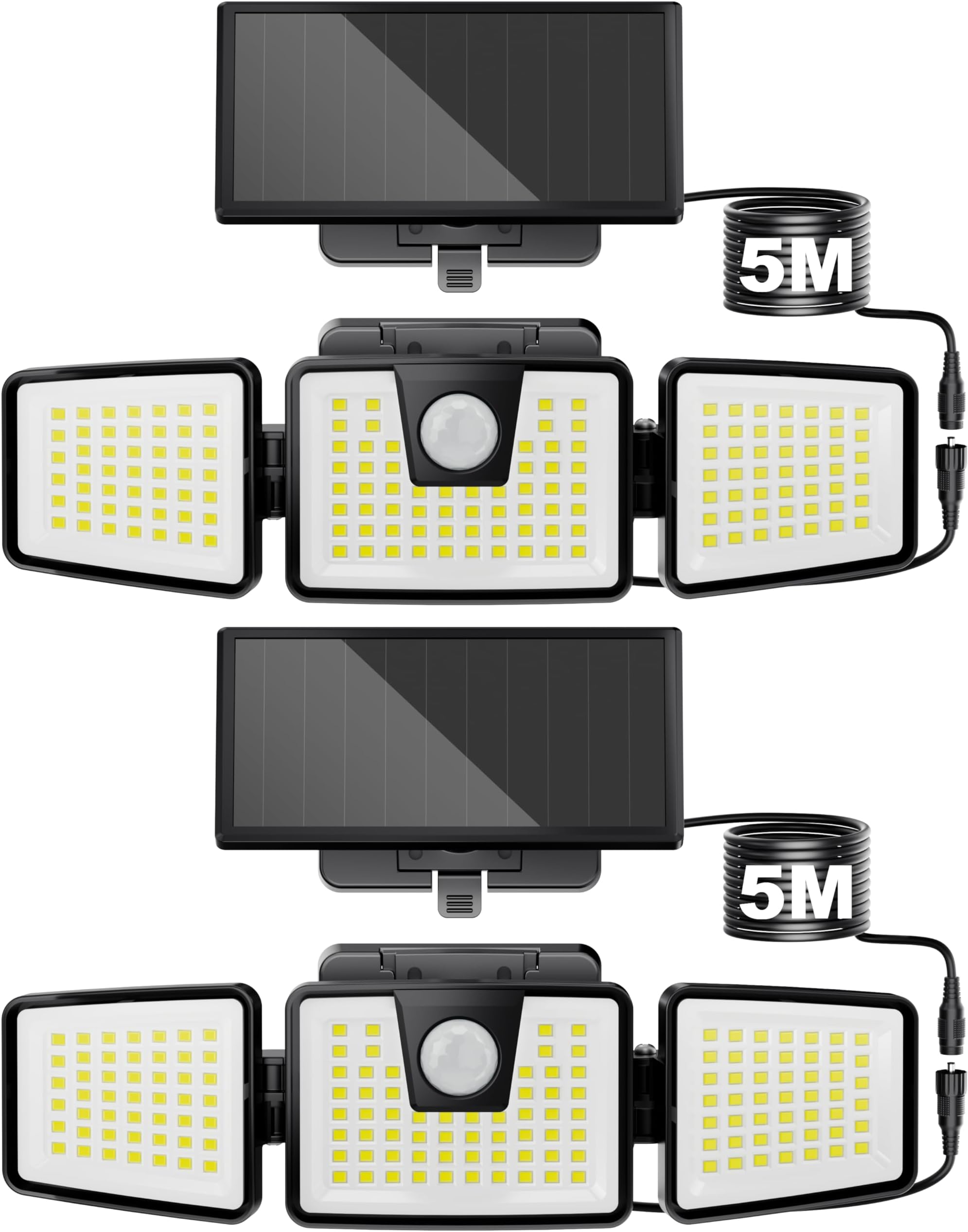AIXPI Solar Security Lights, Solar Flood Lights Motion Sensor 156 LED with Separate Solar Panel, 270° Lighting Angle, IP65 Waterproof, Solar Lights Outdoor for Garage, Garden 5M Cable(2 Pack)