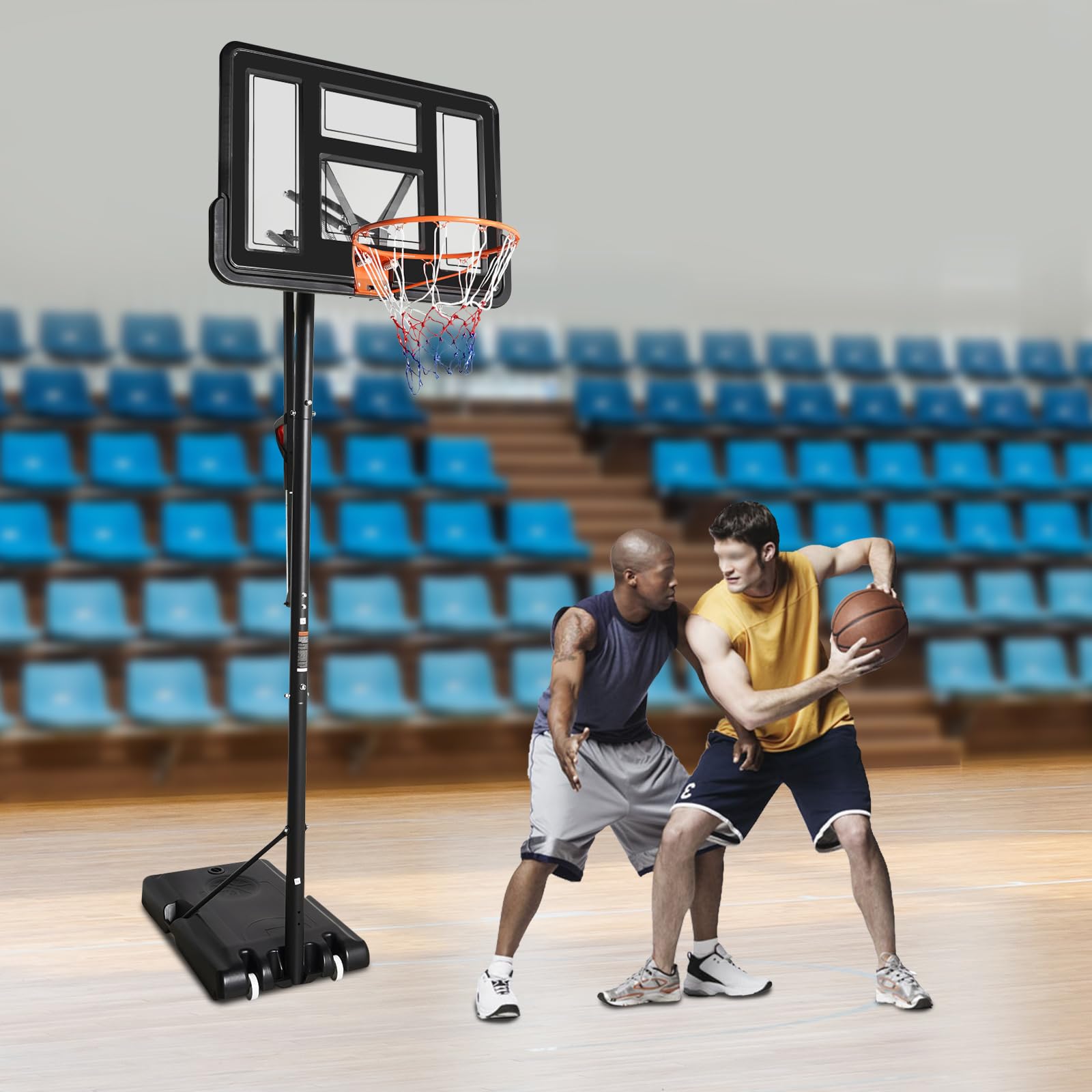 Canestro da basket per esterni, regolabile in altezza, 1,7-3,05 m, supporto