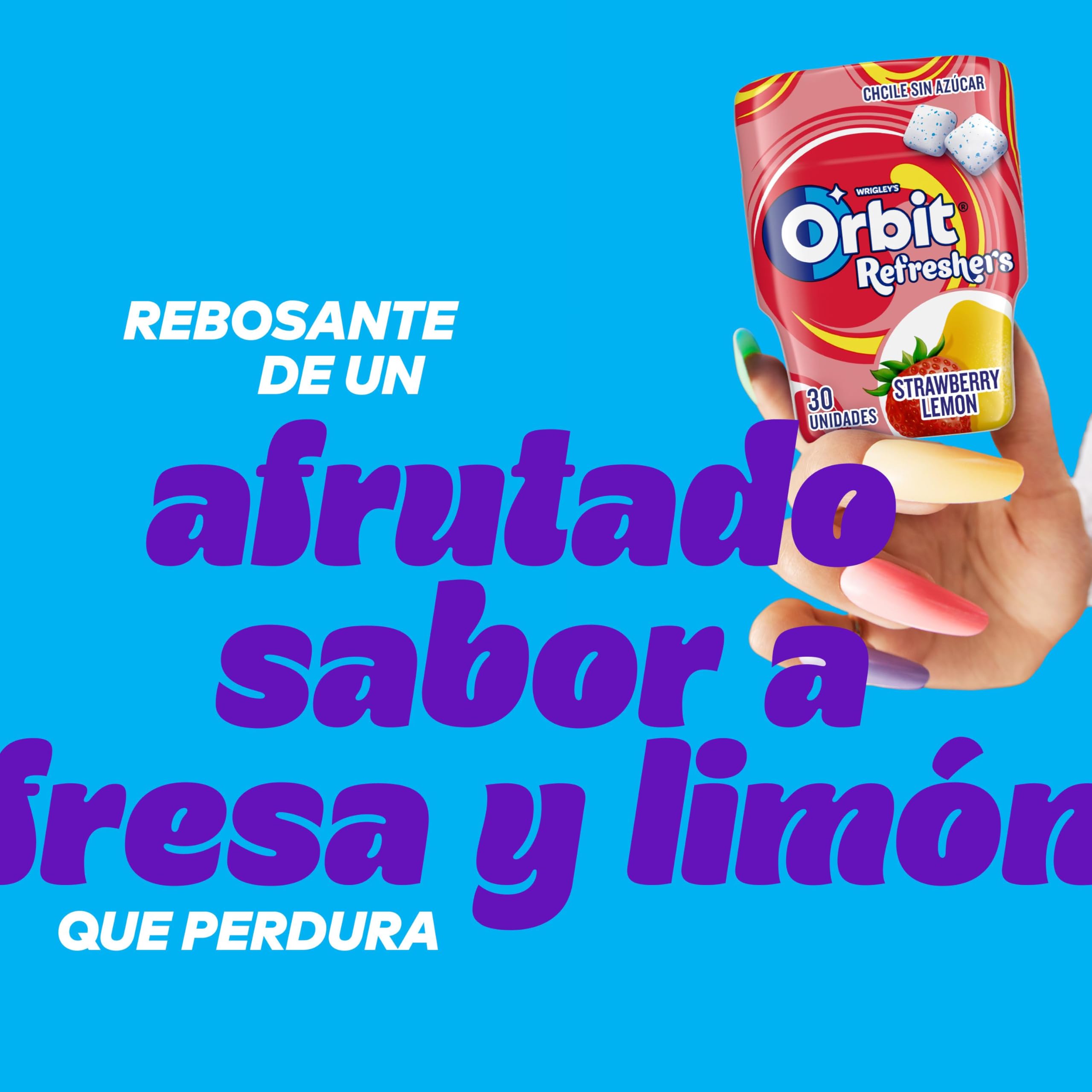 Orbit Fruity Refreshers Chicles Sin Azúcar en formato gragea en bote, (6x30 chicles)