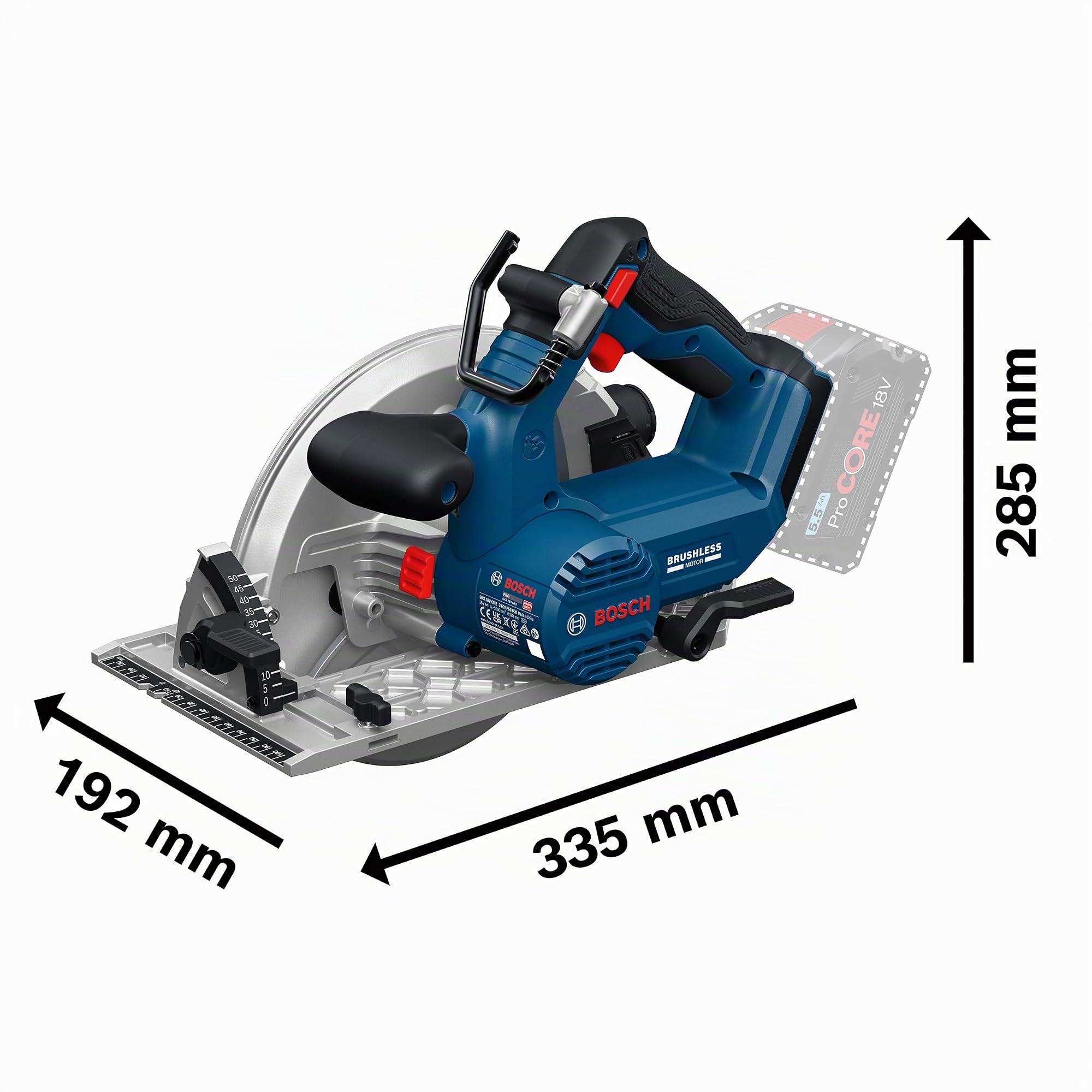Bosch PRO 18V System Scie circulaire sans-fil GKS18V-68-2 (avec guide d’onglet, lame de scie, L-BOXX 238)