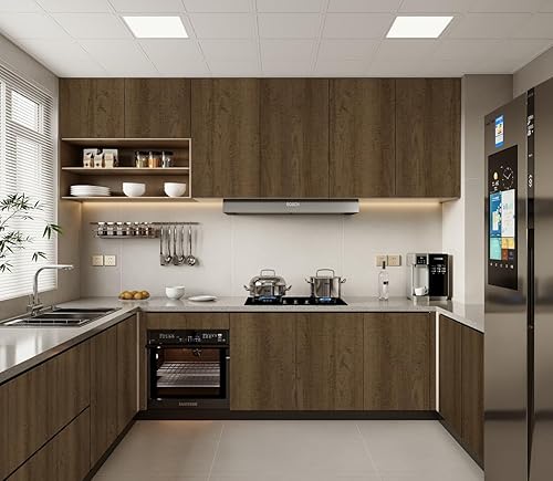 Miniatura 39 de LXCREAT Papel de contacto de bloque de carnicero de madera sintética, papel tapiz Shiplap para despegar y pegar, tablones de madera para paredes