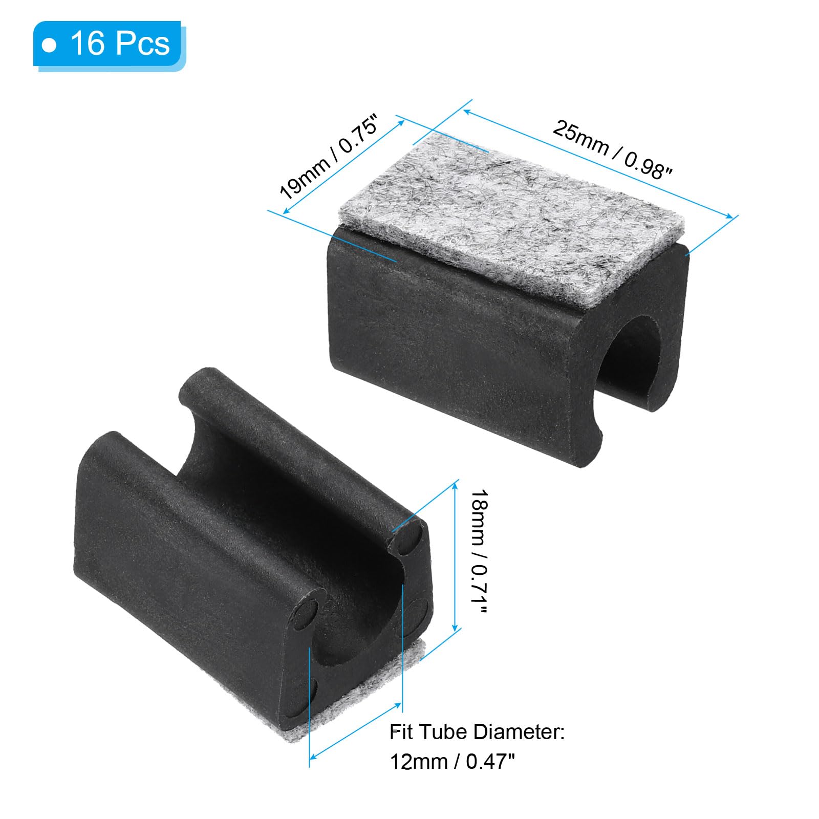 PATIKIL 12mm Rectangle Chair Leg Cover with Felt Pad - Image 2