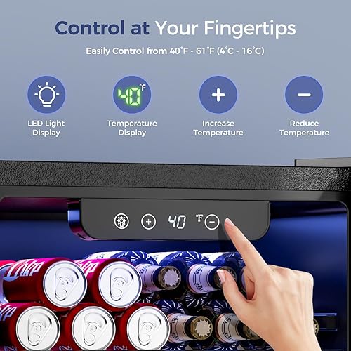 Miniatura 3 de Refrigerador de bebidas  Mini refrigerador de 16 botellas para 68 latas con puerta de vidrio, nevera de bebidas de vino y soda, refrigerador pequeño