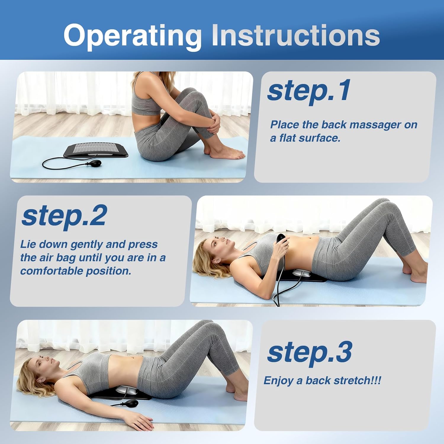 Back Stretcher for Lower Back Pain Relief, Adjustable Lumbar Traction Device, Ergonomic Spine Board with Acupressure Points, Back Massager for Spinal Decompression and Scoliosis - Image 7