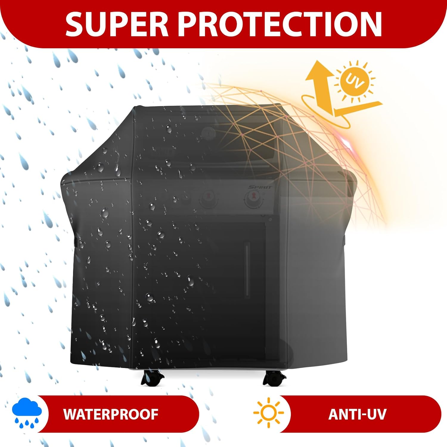 Grill Cover 52 Inch, Waterproof Grill Cover for Outdoor, Compatible with Weber Spirit 200 and 300 Series, Weber Genesis Silver, Dyna Glo, Char Broil, Nexgrill