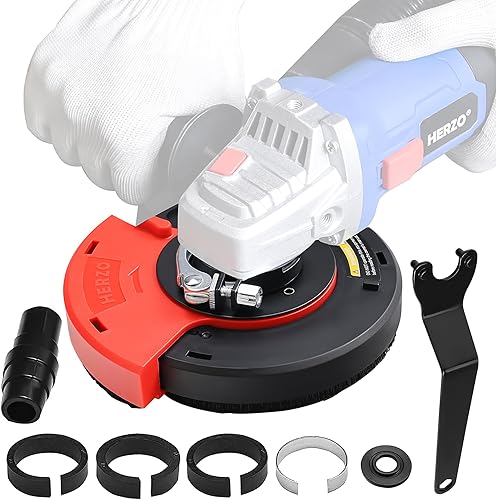 Miniatura 4 de HERZO Sudario de polvo para molienda superficial para amoladora angular, universal 4.5"5" + rueda de copa de molienda de diamante de 5 pulgadas