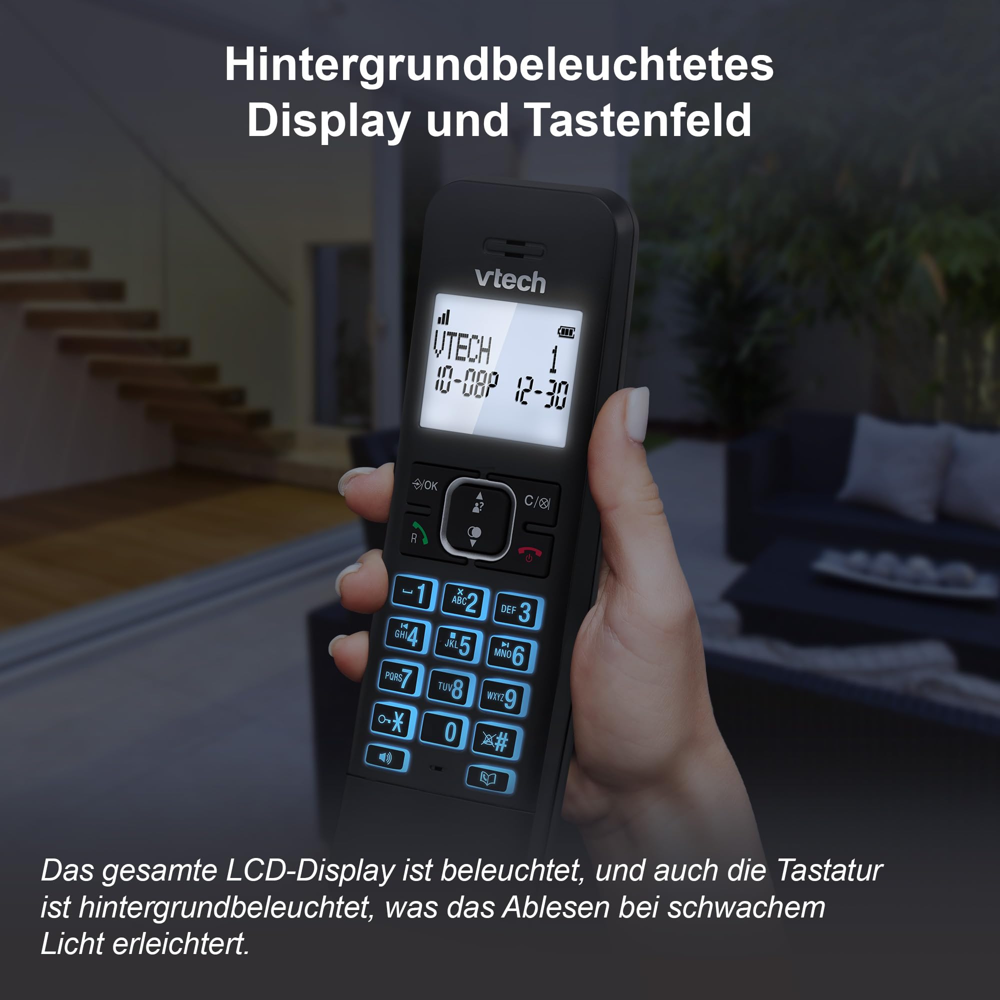 VTech LS1050 DECT - Telefono cordless con segreteria telefonica, stazione di ricarica innovativa, blocco chiamata, funzione di chiamata/click, vivavoce, display retroilluminato